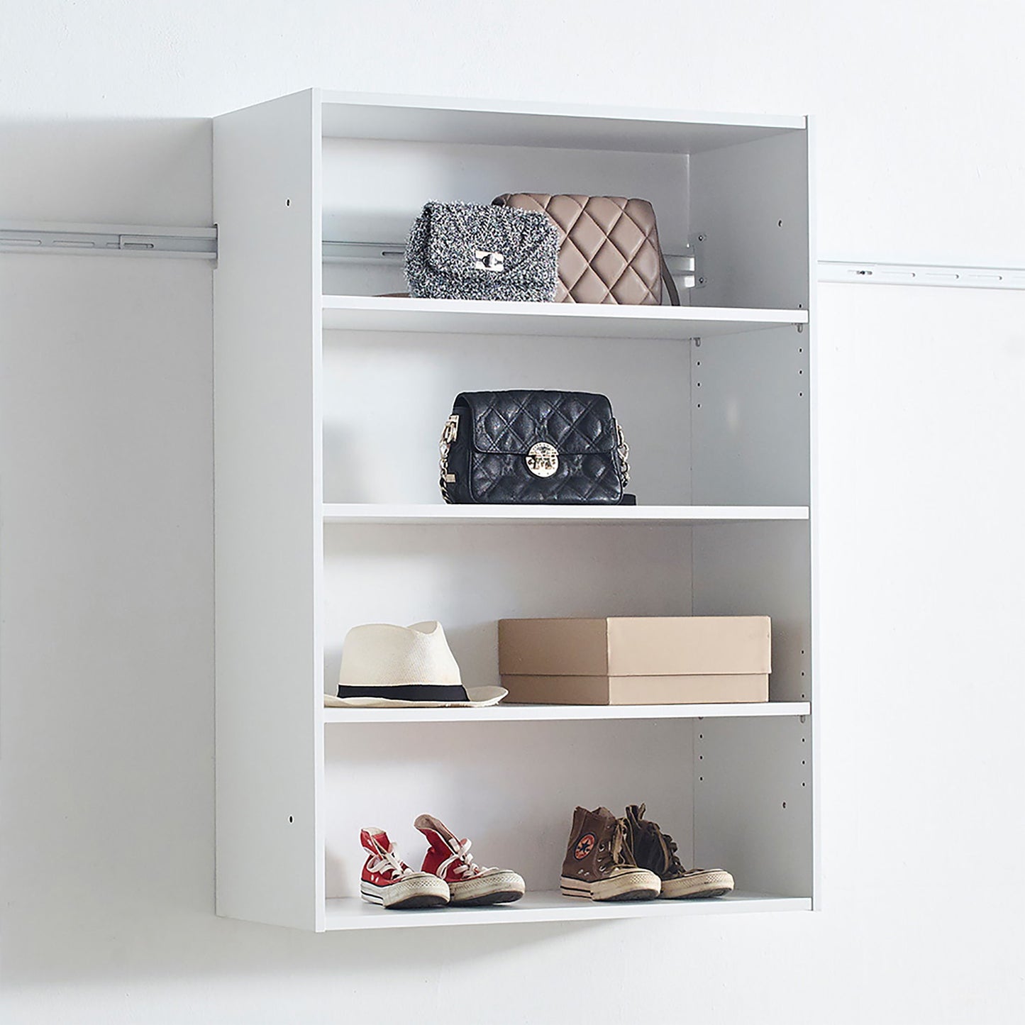 Devi - Wall Mounted Wood Closet System Modular Versatility And Warm - White