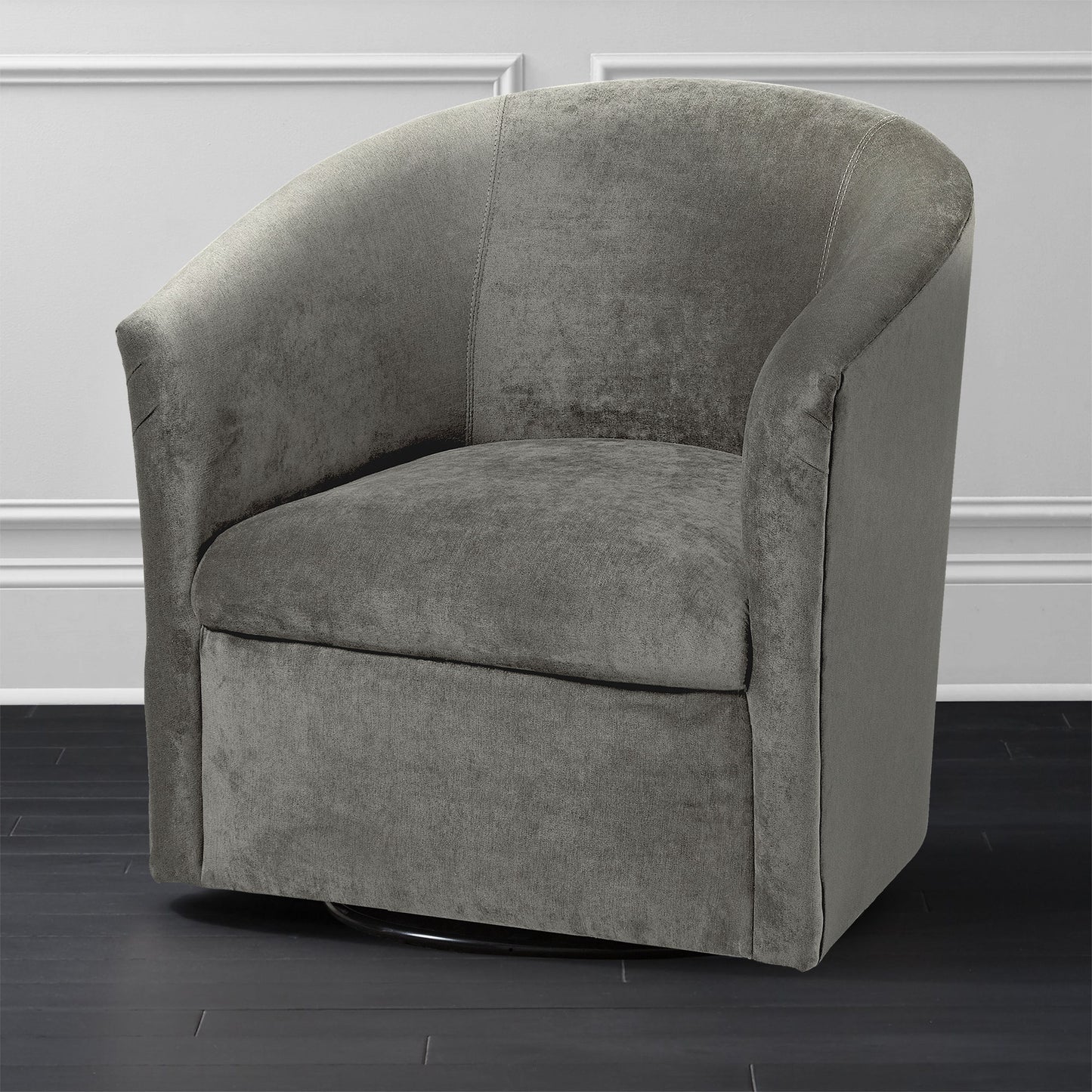 Eden - Ash Swivel Chair With 360 Degree Base Microfiber Upholstery And Solid Hardwood Frame - Gray