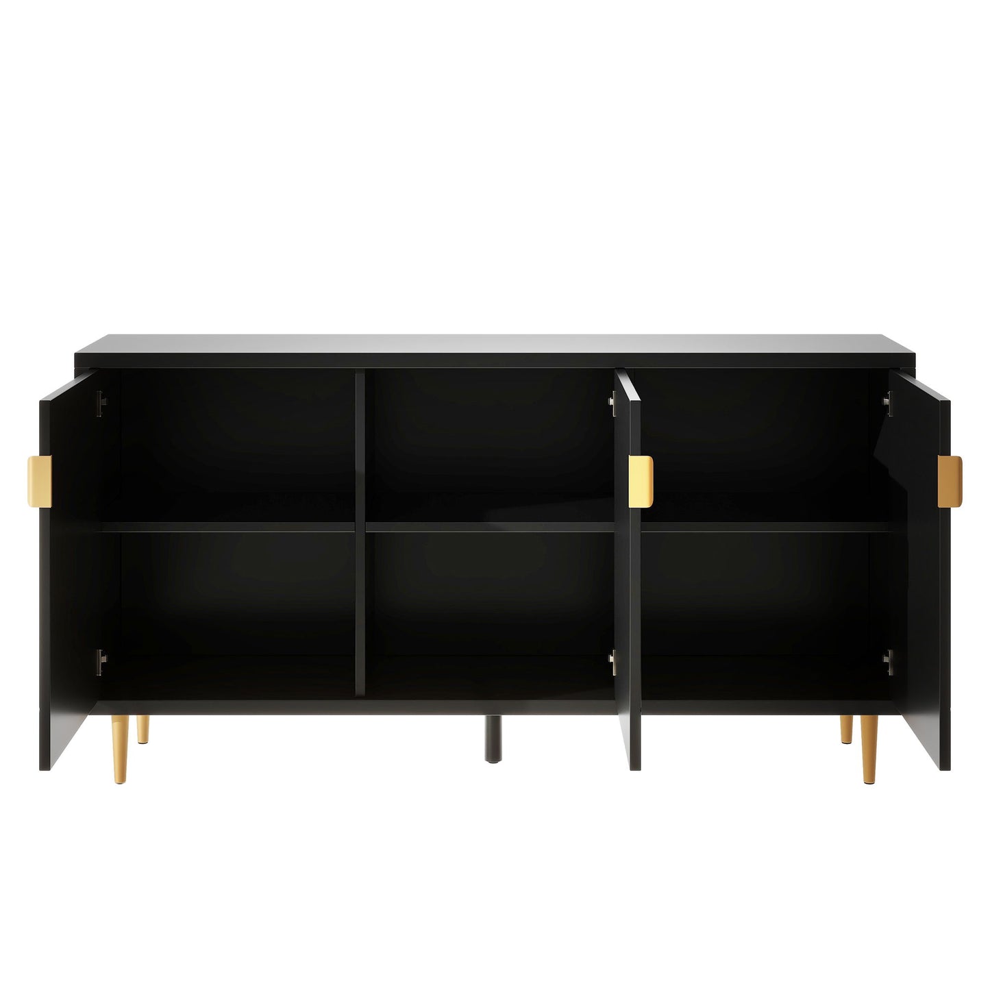Modern TV Stand With 3 Doors And Adjustable Shelves For Living Room, Fits TVs Up To 70" - Black