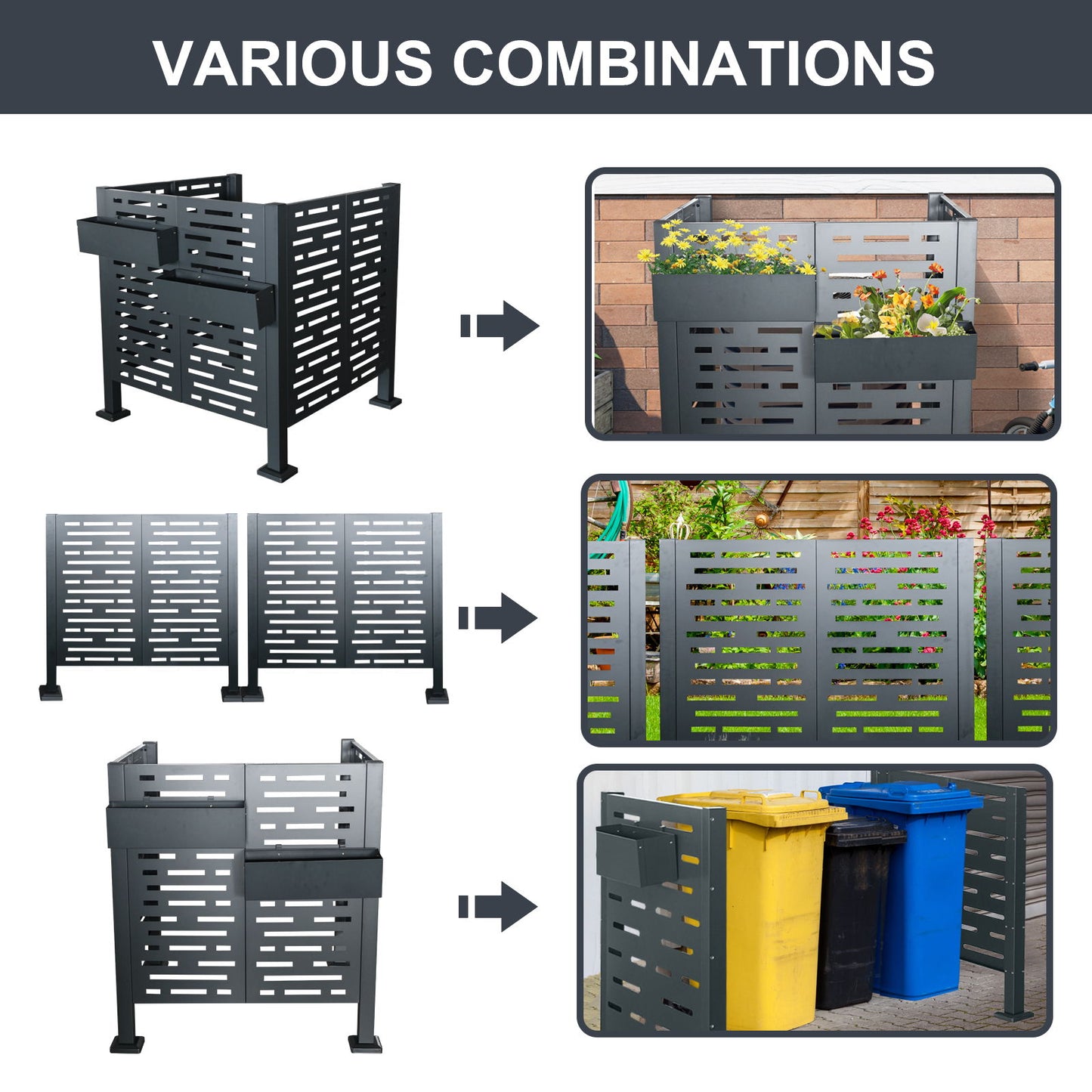 3.5 X 3.5 Ft Air Conditioner Fence For Outdoor Units, Metal Privacy Fence Cover, Perfect To Conceal Air Conditioning Units - Charcoal