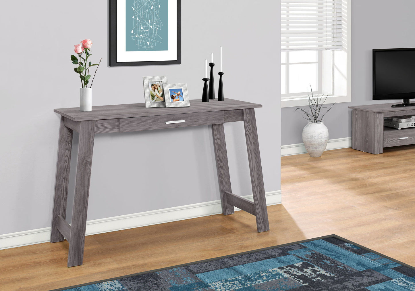 Computer Desk For Home Office, Laptop, Storage Drawers, Modern - Gray