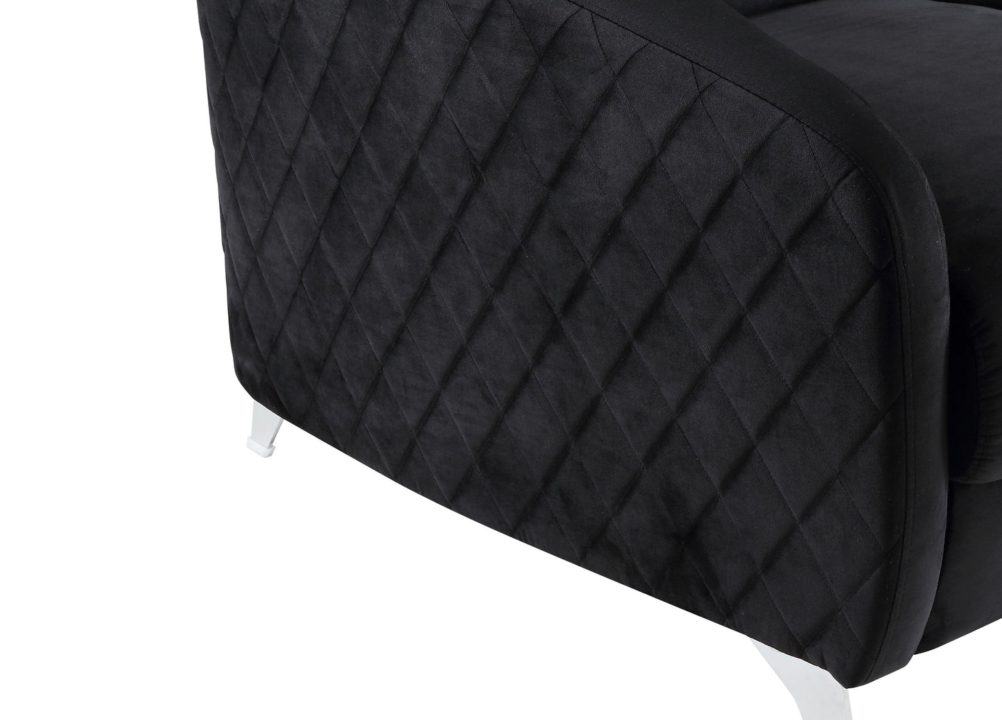 Sofia - Velvet Modern Chic Loveseat Couch - Black
