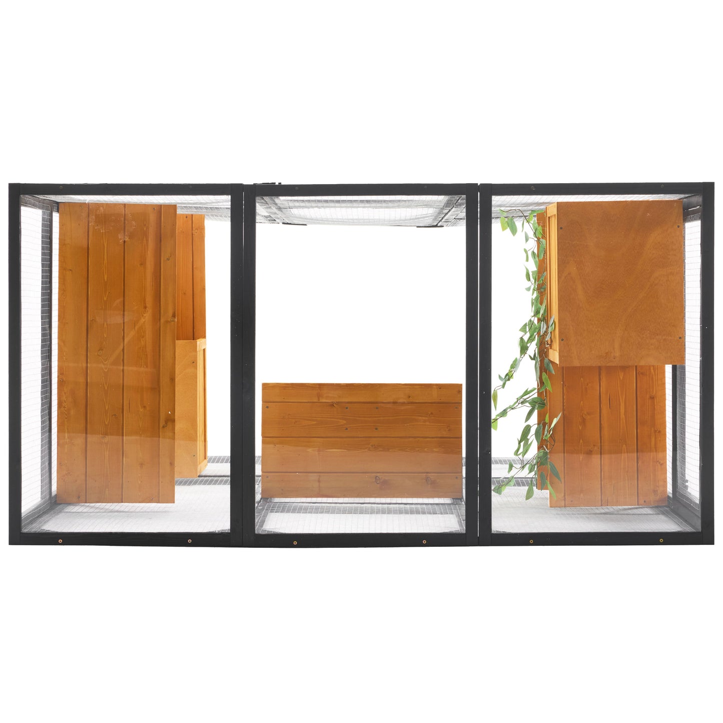 Outdoor Cat House, Diy Cat Enclosure With Double Enter Doors - Black Brown