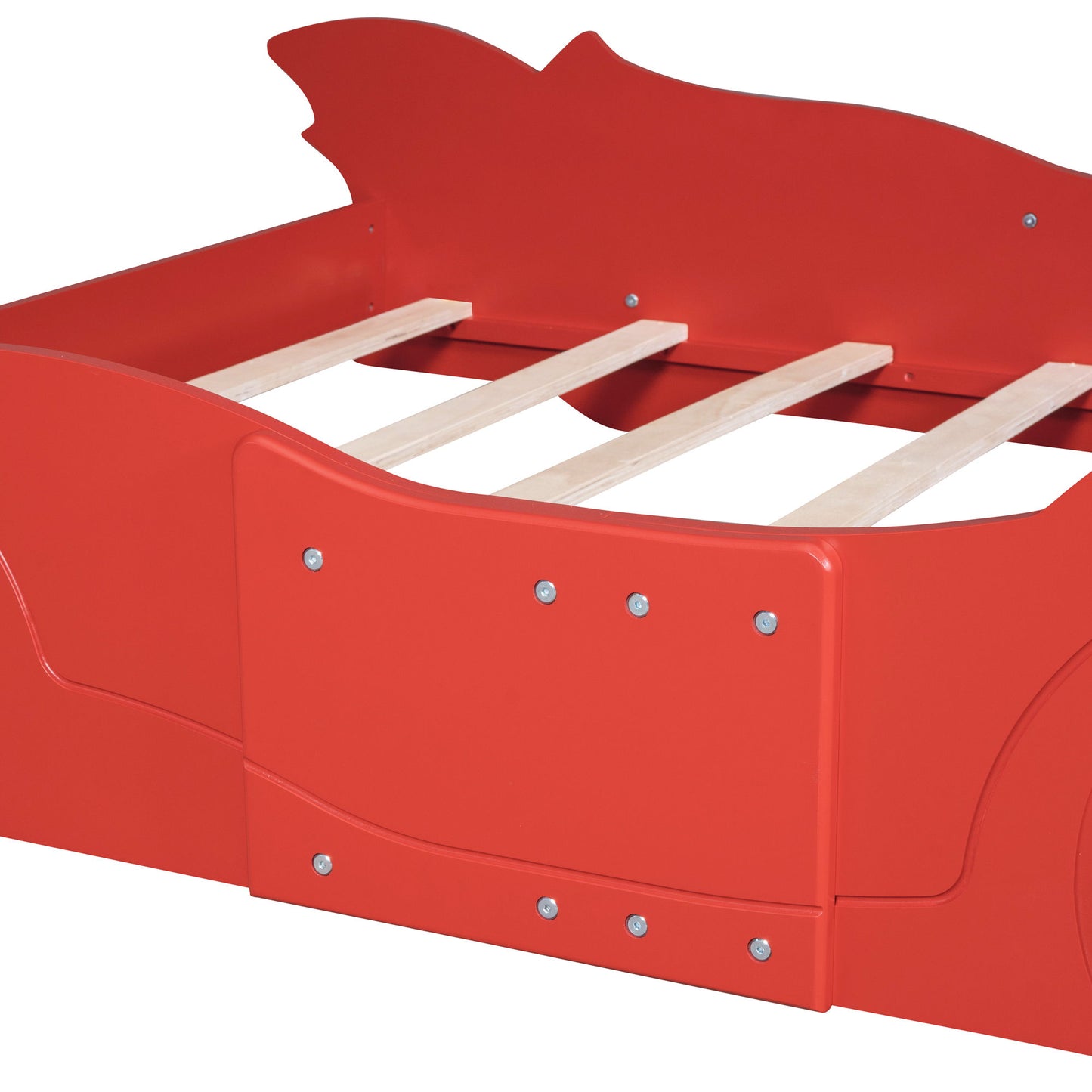 Full Size Race Car Shaped Platform Bed & Wheels - Red