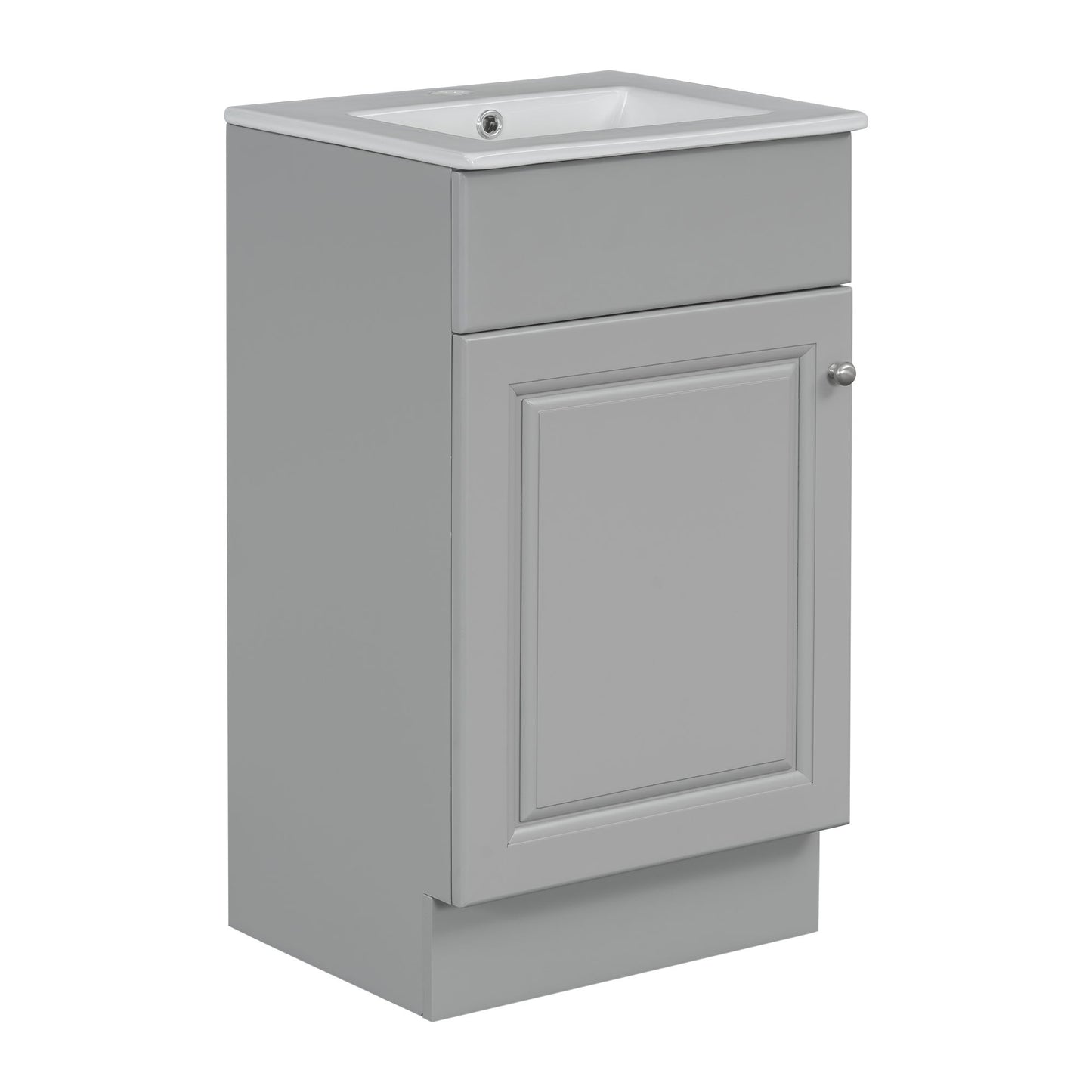 Bathroom Vanity With Sink, Vanity Cabinet With Door Shelf And Adjustable Shelf - Gray