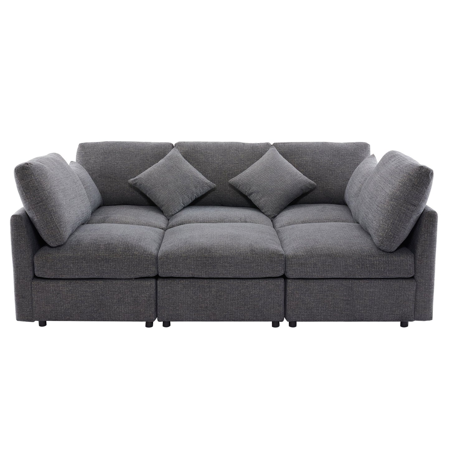 Sectional Sofa Modular Sofa U - Shaped Sofa Couch Sofa Bed L - Shaped Sofa With A Movable Ottoman And Two USB Ports For Living Room - Gray