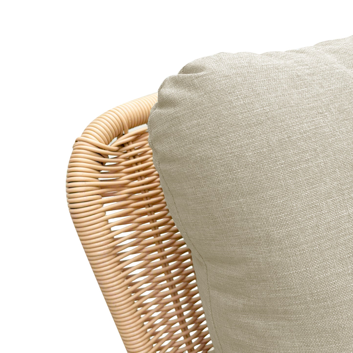 Contemporary Minimalist Wicker Rocking Chair With Soft Polyester Cushions And Wooden Frame - Beige