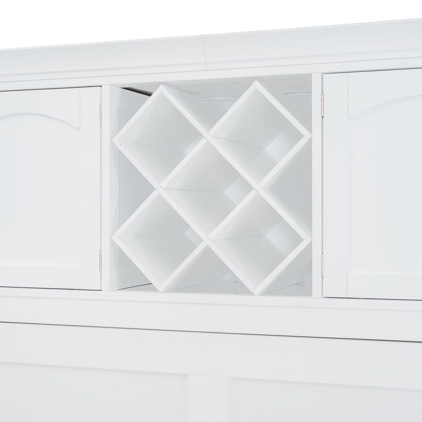 Queen Size Murphy Wall Bed With Top Cabinets & Wine Rack - White