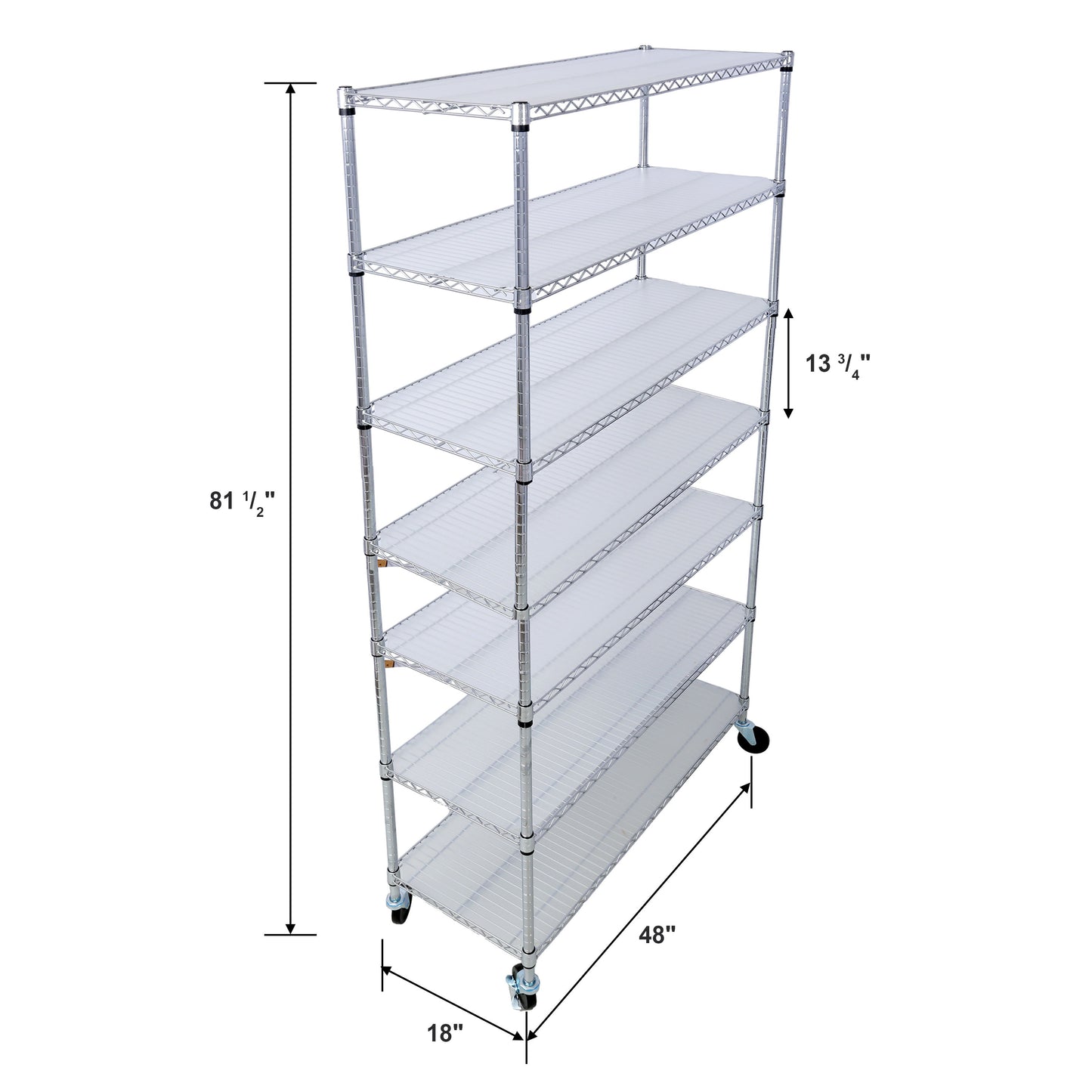 7 Tier Metal Shelf Wire Shelving Unit, 2450Lbs Heavy Duty Adjustable Storage Rack With Wheels & Shelf Liners For Closet Kitchen Garage Basement Commercial Shelving - Chrome