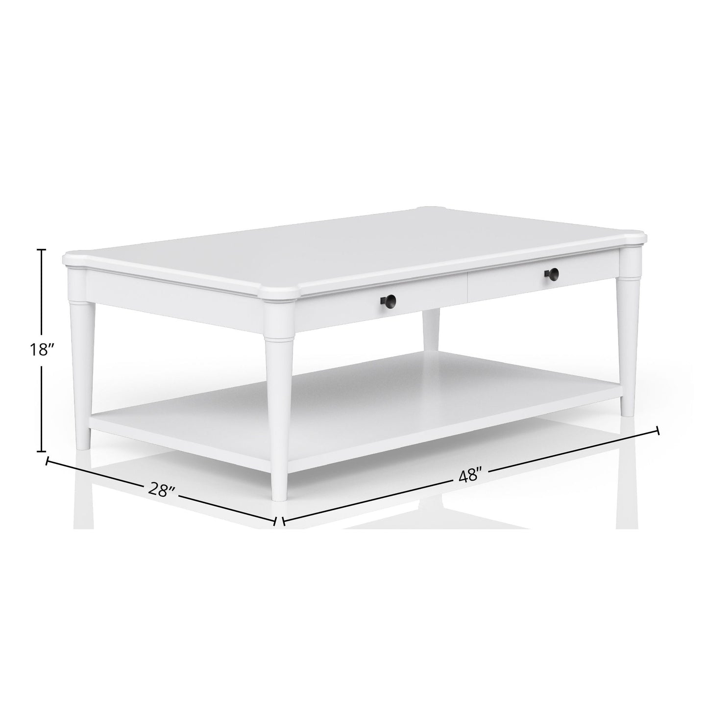 Cocktail Table With Two Storage Drawers And Casters - White