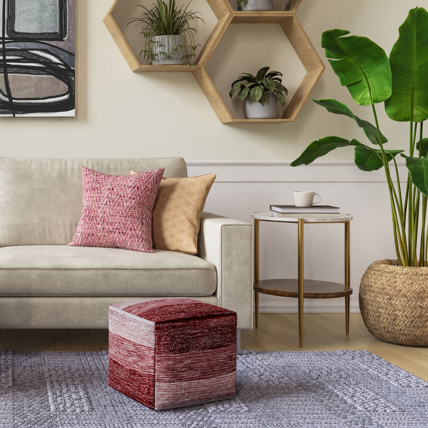 Wagner - Round Marble & Wood Side Table - White / Natural