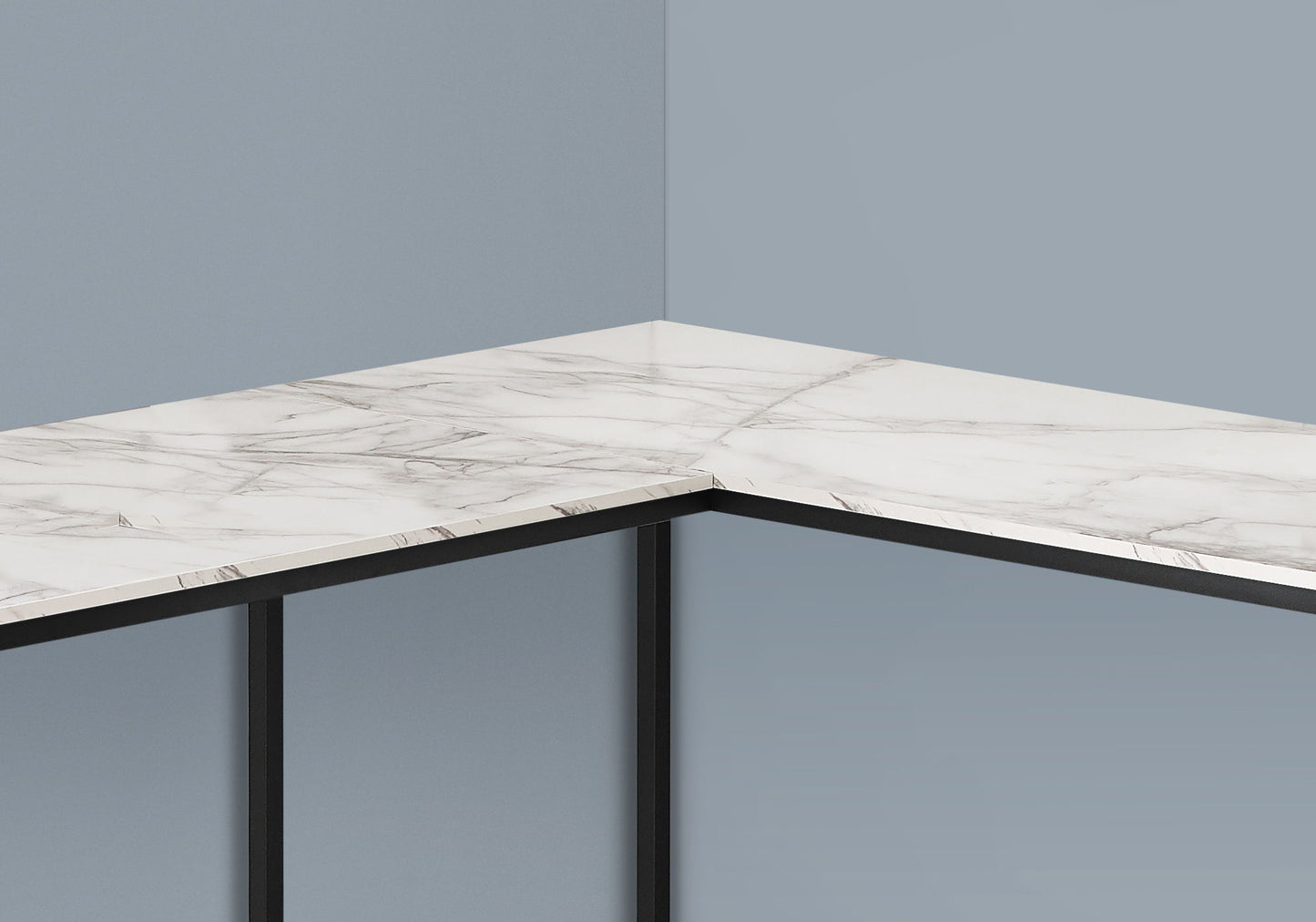 Computer Desk, Home Office, Corner, L Shape, Laptop, Contemporary And Modern - White Marble