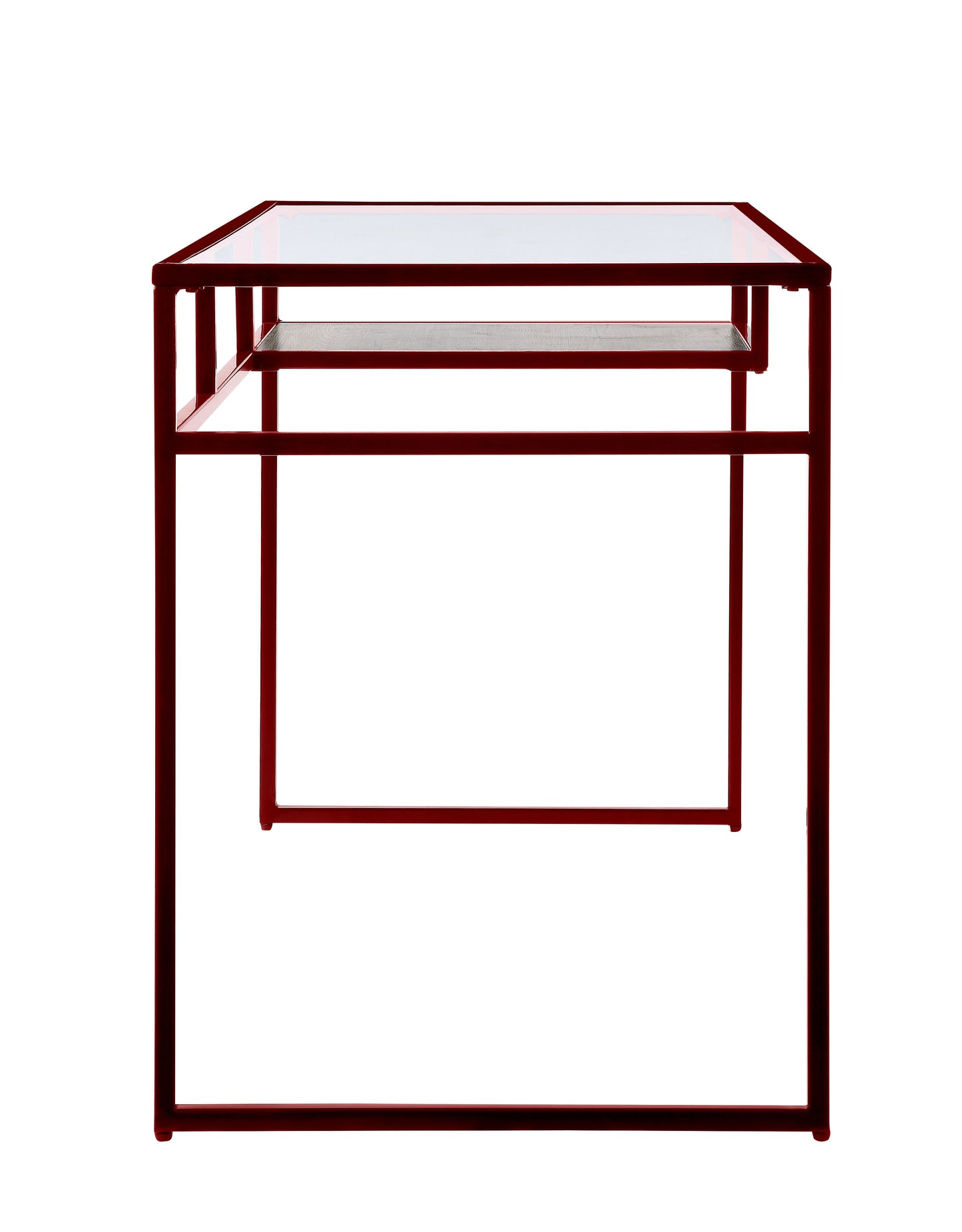 Yasin - Glass Top Writing Desk - Red