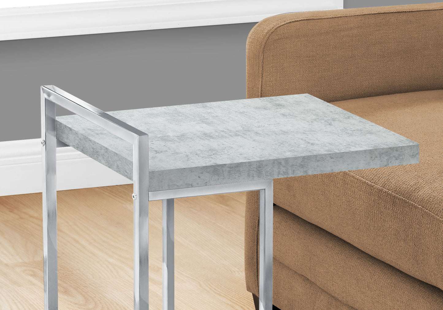 Accent Table, C - Shaped, Modern & Convenient Design - Gray