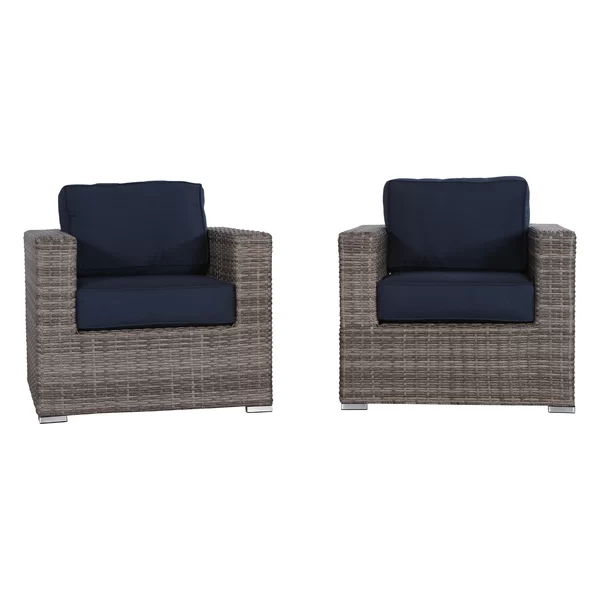 Club Chair (Set of 2) - Brown Gray / Navy Blue