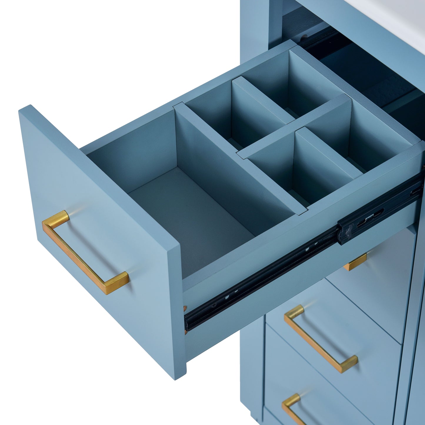 Bathroom Vanity With Ceramic Sink Combo, Frame Bathroom Storage Cabinet, Freestanding Vanity Set With 3 Drawers & Soft Closing Doors - Indigo
