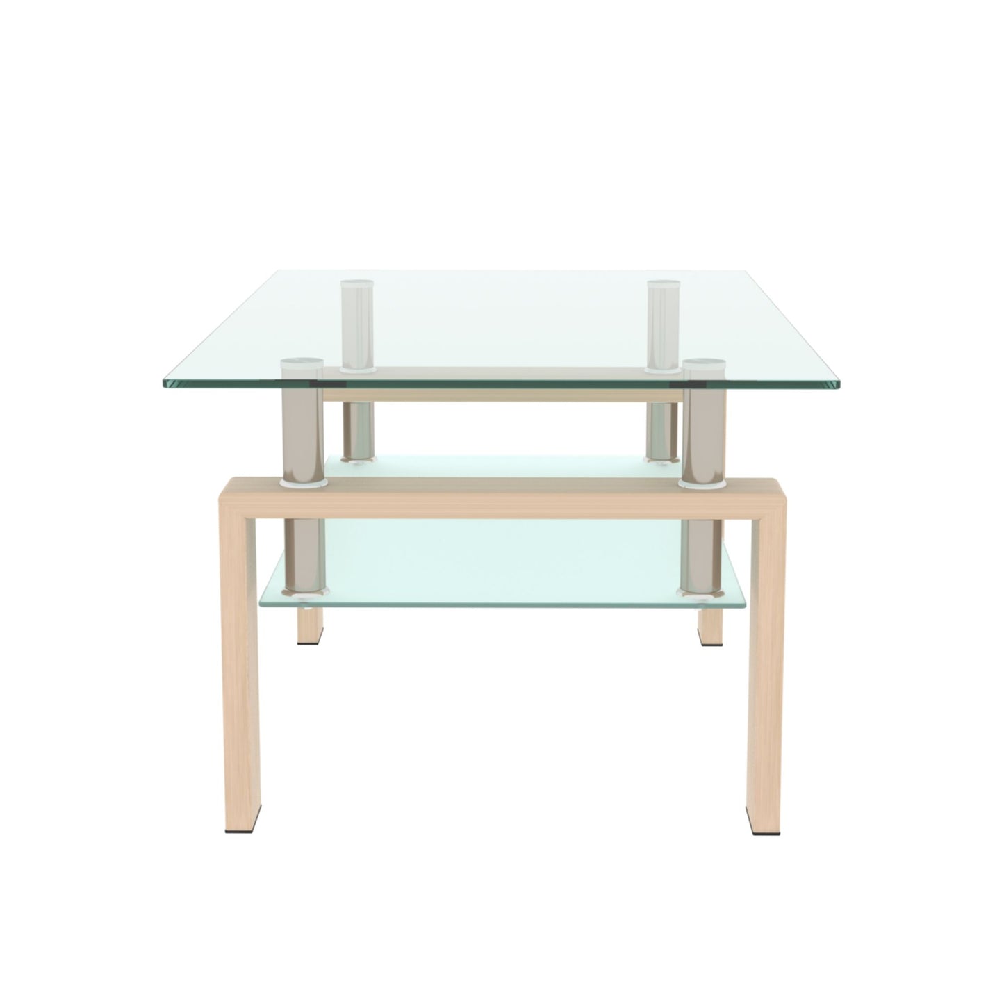 Rectangle Glass Coffee Table Modern Side Center Table For Living Room - Clear