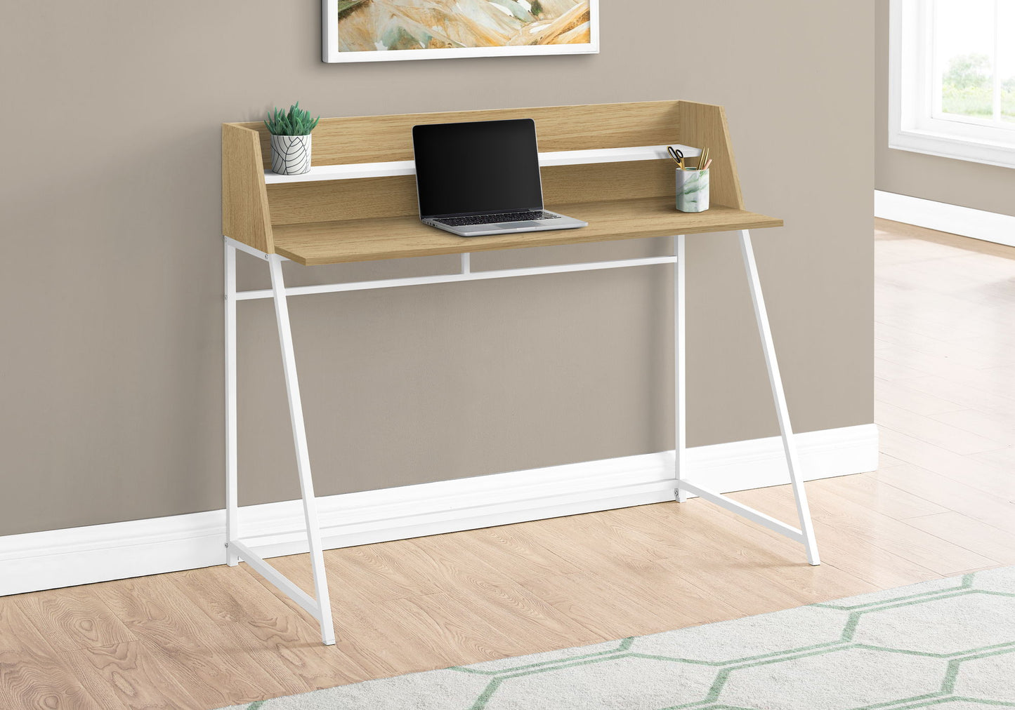 Computer Desk For Home Office, Laptop, Storage Shelves, Contemporary & Versatile Placement - Natural