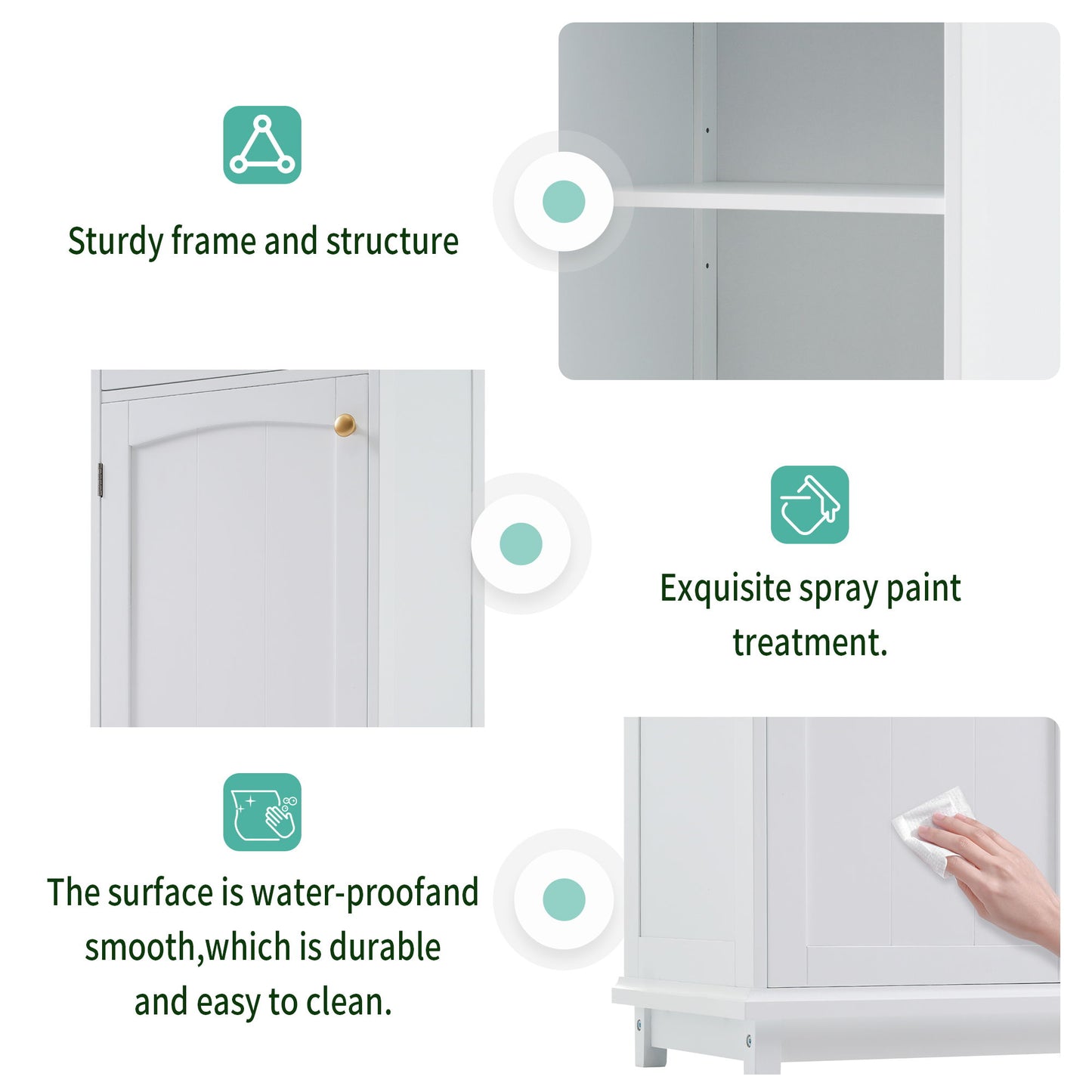 Tall Bathroom Storage Cabinet With Glass Doors, Free-Standing, Two Drawers, And Adjustable Shelves, MDF Board, Painted Perfect For Displaying Your Favorite Items - White