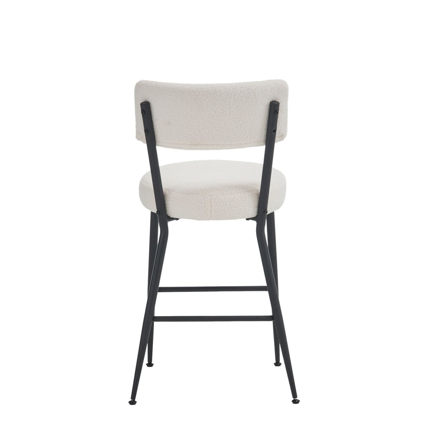 Modern Teddy Fabric Upholstered Bar Stools (Set of 2) - White