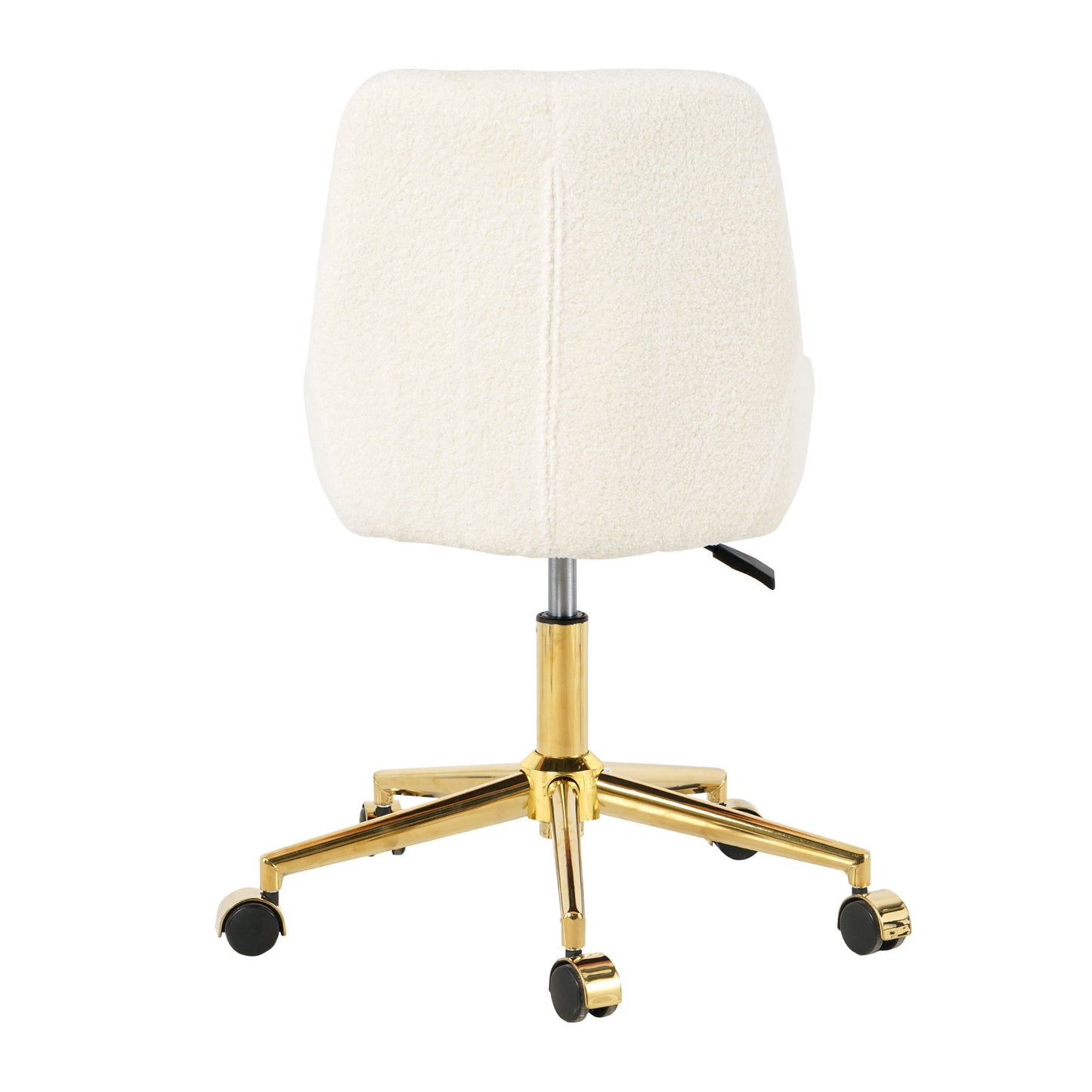 Modern Teddy Fleece Fabric Dining Chair With Gold Legs, Soft And Comfortable, Adjustable, Space Saving - Beige