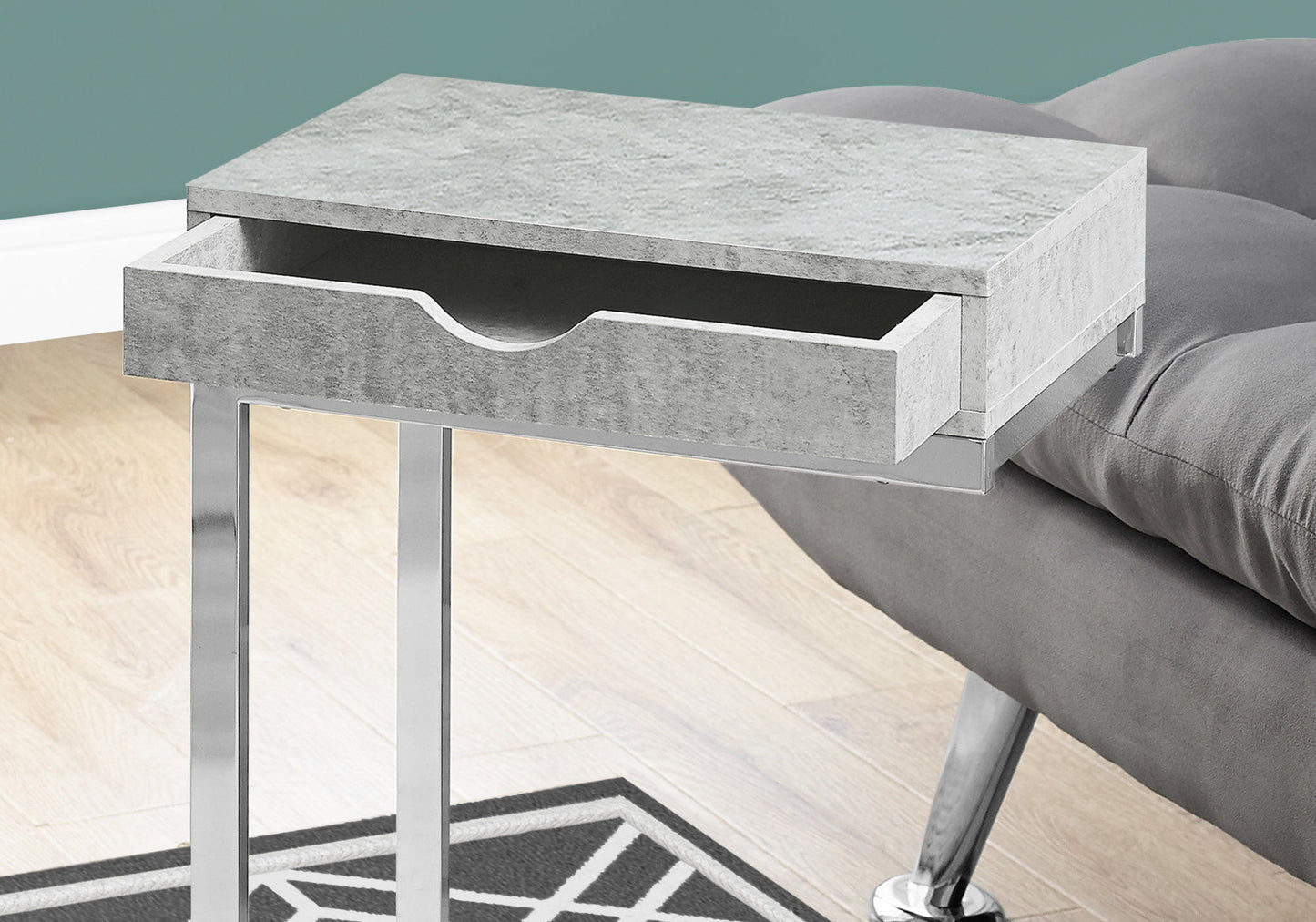 Accent Table, C - Shaped Contemporary And Modern - Gray