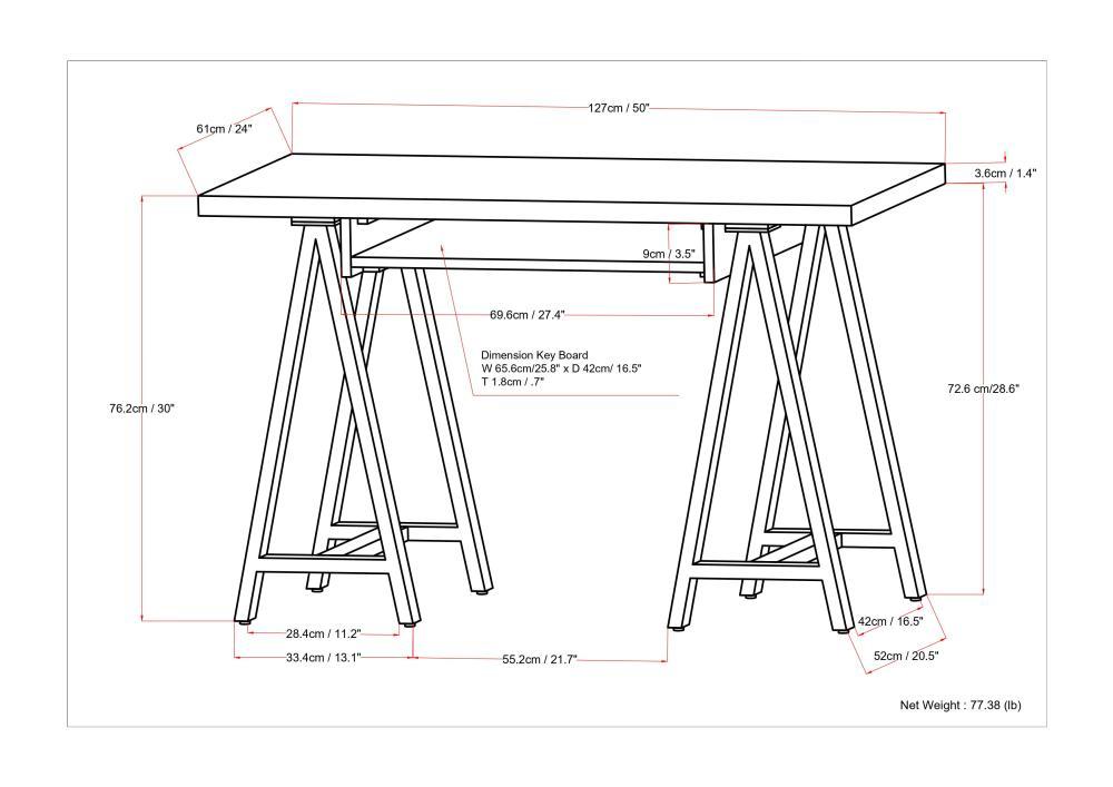 Sawhorse - Solid Walnut Veneer And Small Desk - Dark Brown