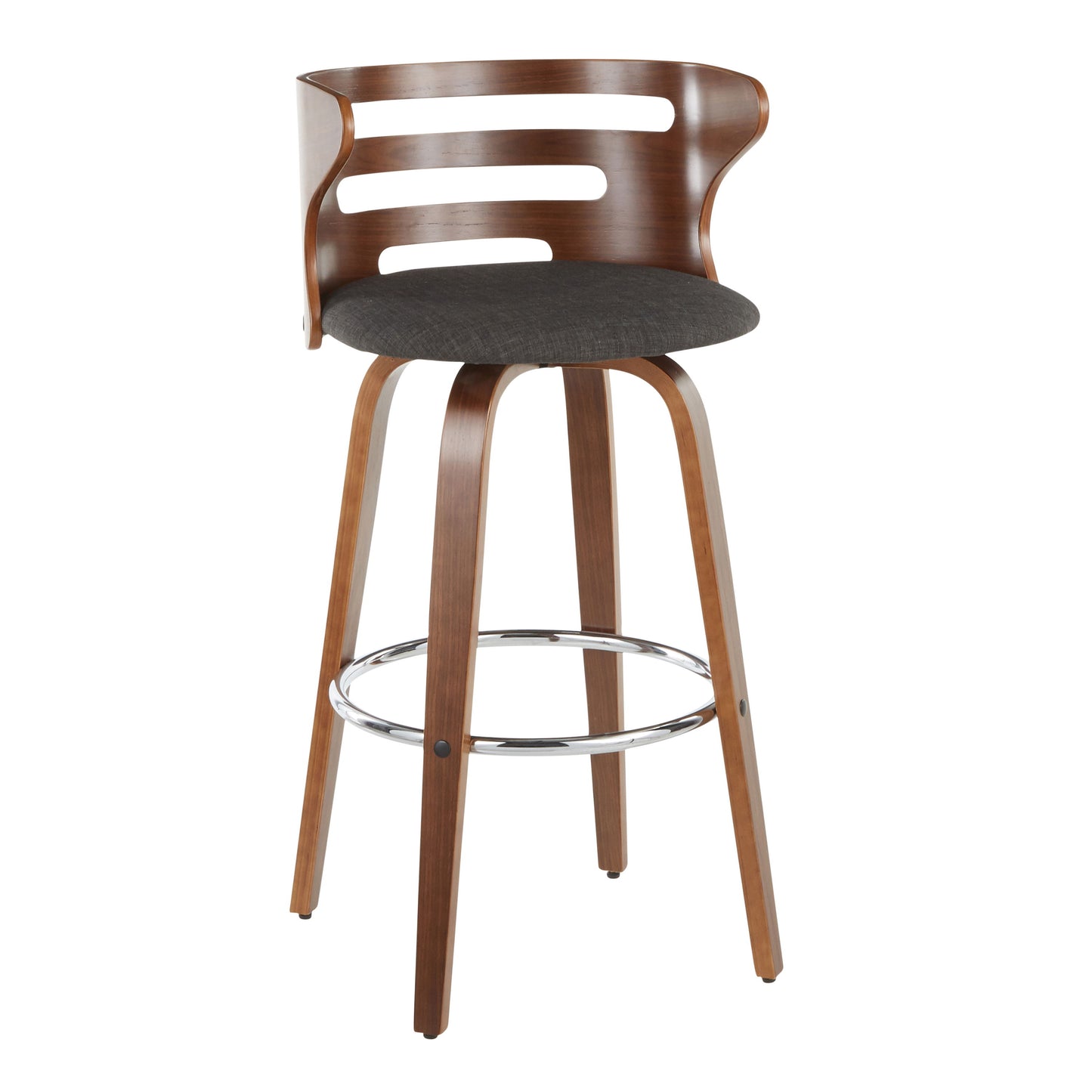 Cosini - Mid-Century Modern Barstool With Swivel (Set of 2) - Walnut / Charcoal