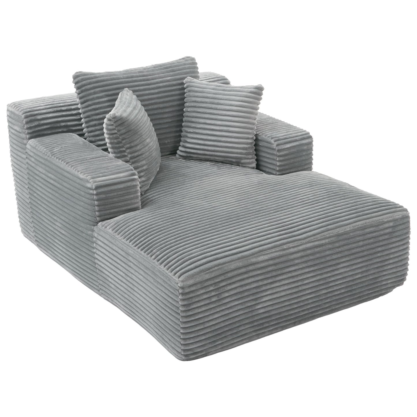 Modern Full Compressed Chaise Lounge Sofa Bed With Removable Pillows, Upholstered - Gray