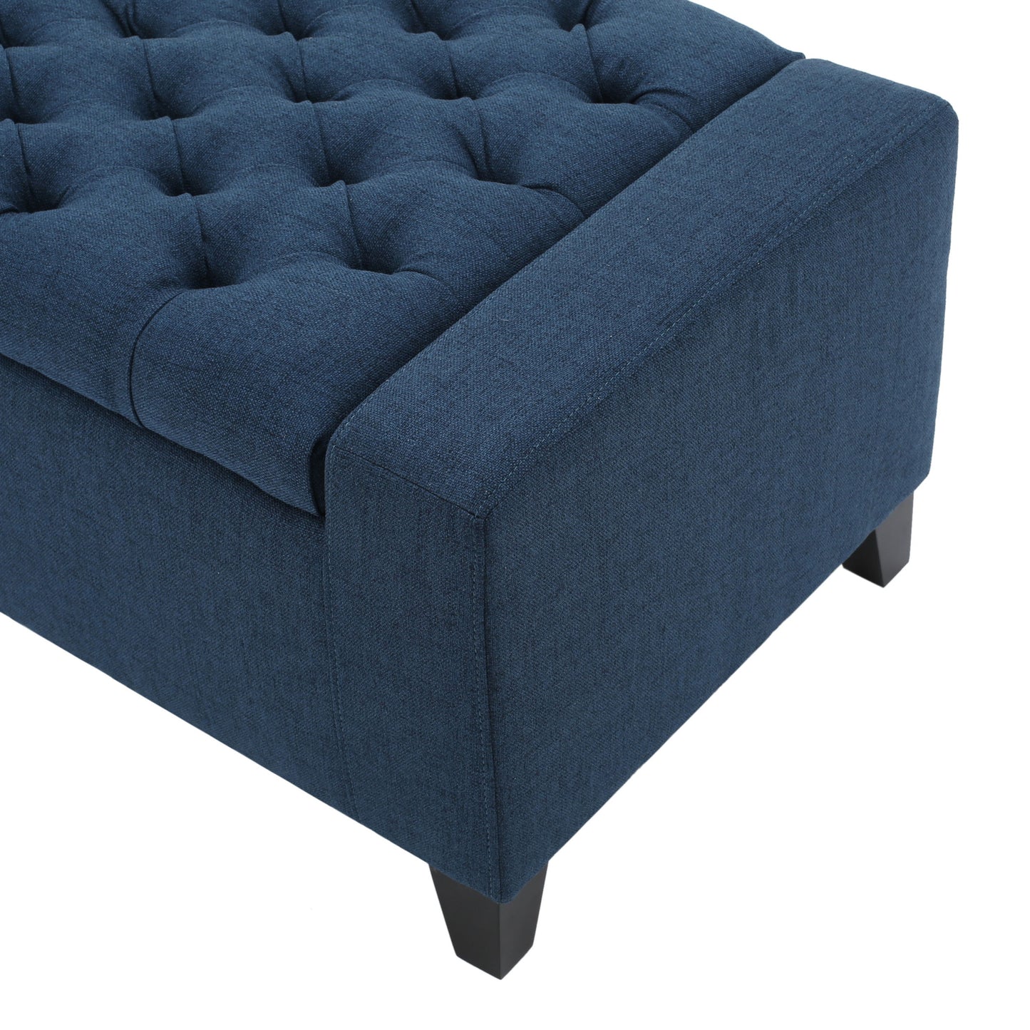 Guernsey - Ottoman Fabric Storage With Tufted Top - Navy Blue