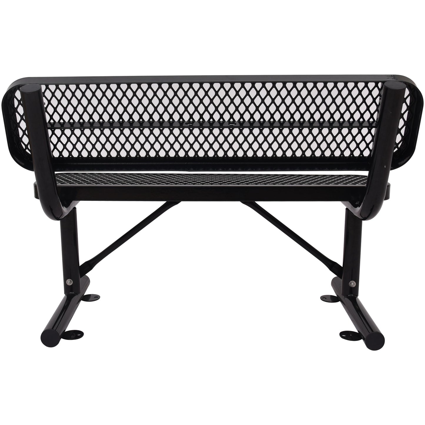4' Outdoor Steel Bench With Backrest - Black
