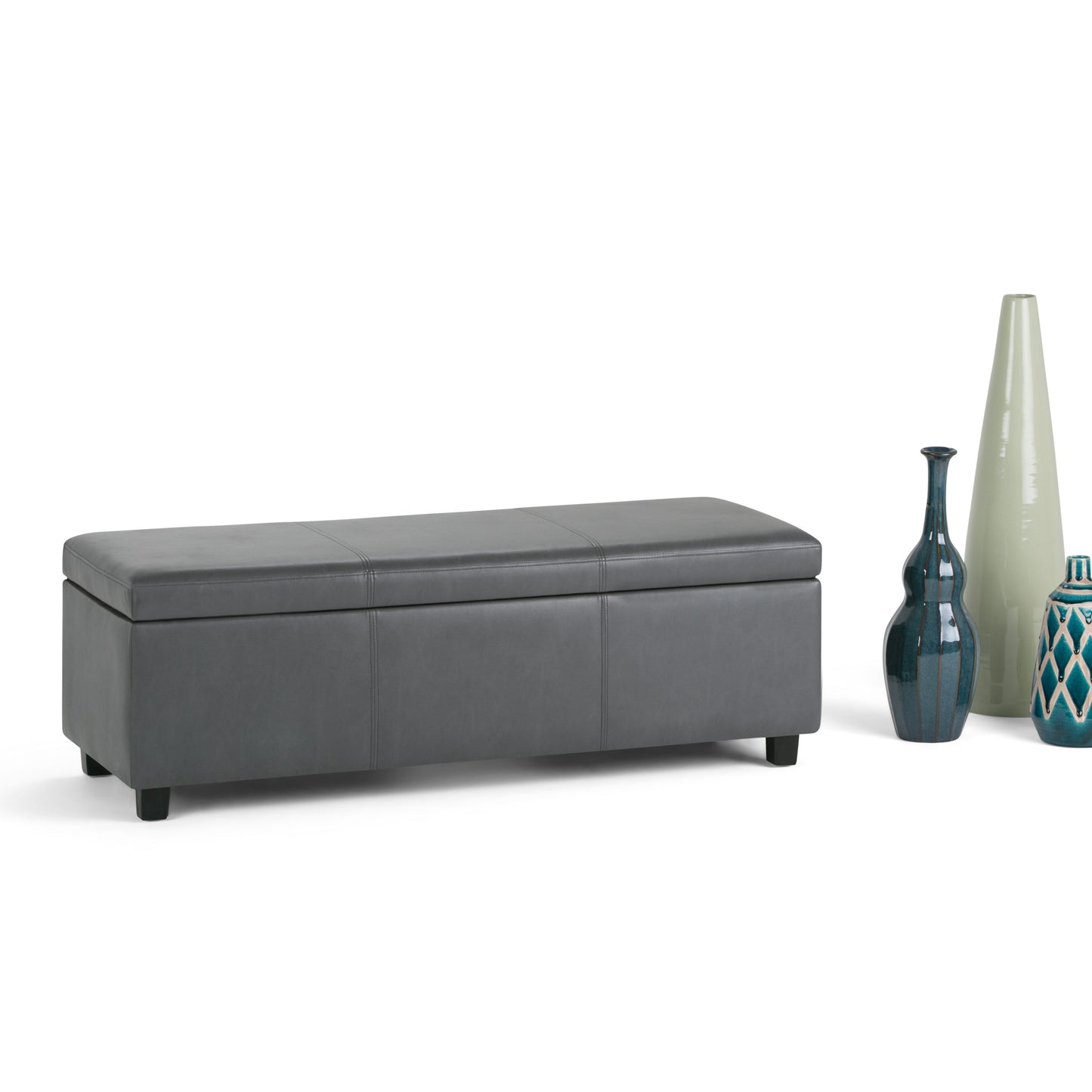 Avalon - Storage Ottoman Bench - Stone Gray