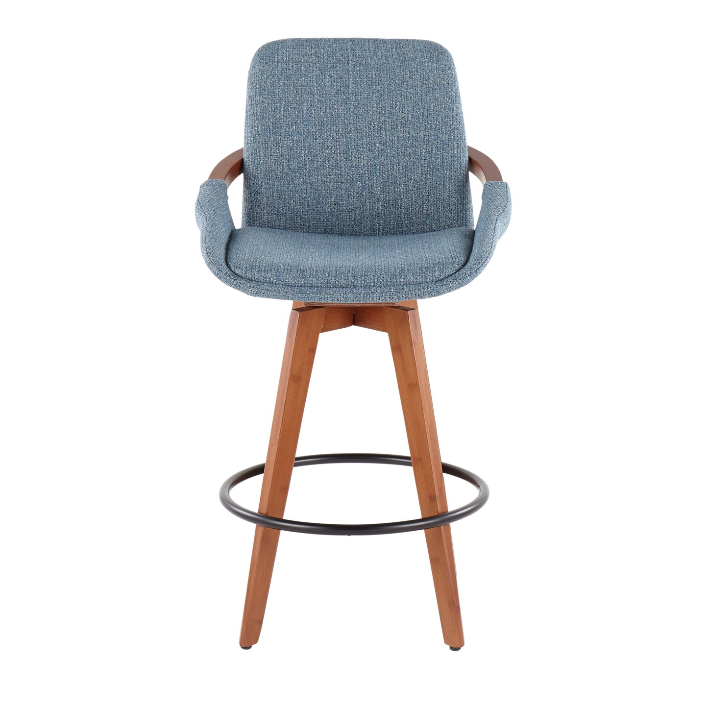 Cosmo - Mid-Century Counter Stool - Walnut / Blue