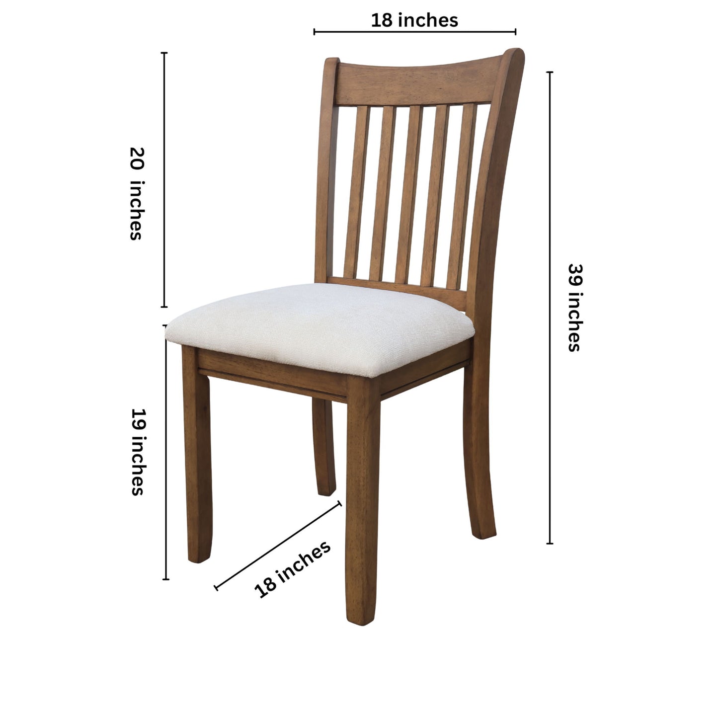 Modern Dining Chair (Set of 2) Wooden Back, Cushion Seats, Frame - Light Brown