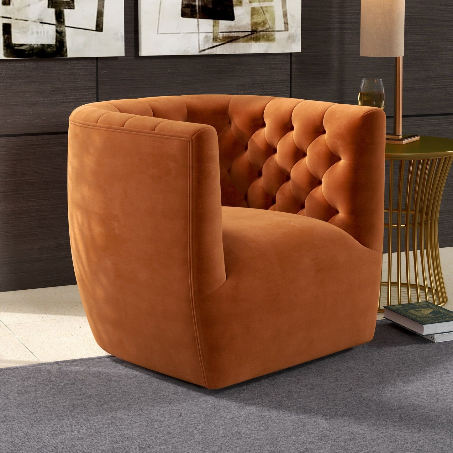 Delaney - Swivel Chair - Burnt Orange