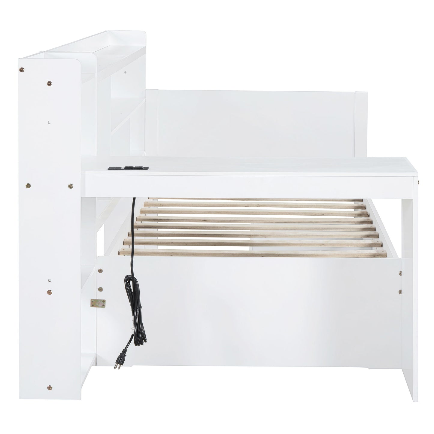 Twin Size Daybed With 3 Drawers USB Ports And Desk - White