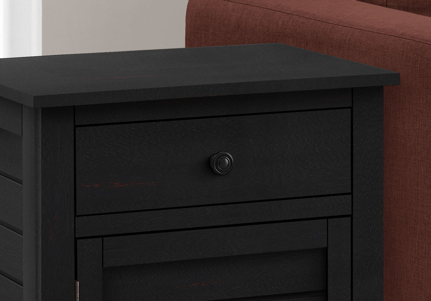 Accent Nightstand, Storage Drawer, Transitional - Black
