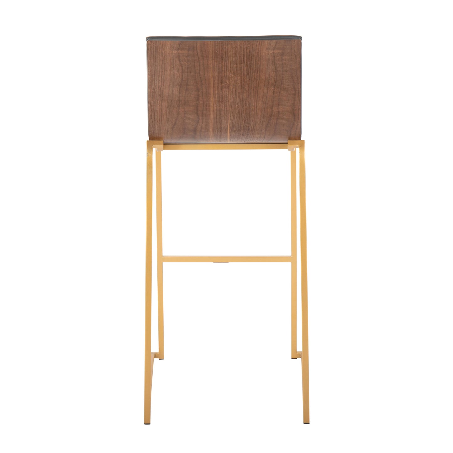 Mason Mara - Contemporary Fixed Height Barstool (Set of 2) - Gold / Walnut / Gray