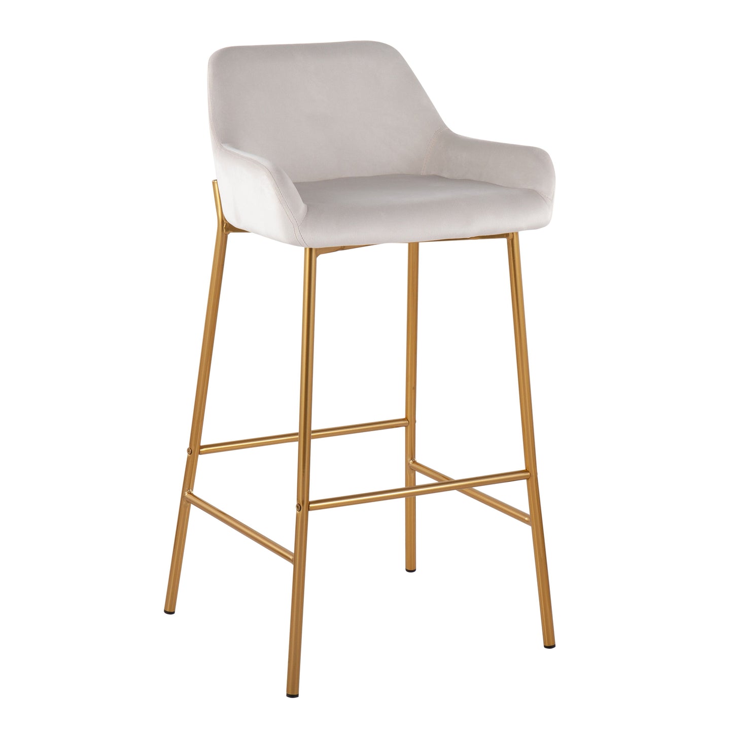 Daniella - Contemporary / Glam Fixed Height Bar Stool (Set of 2) - Gold / White