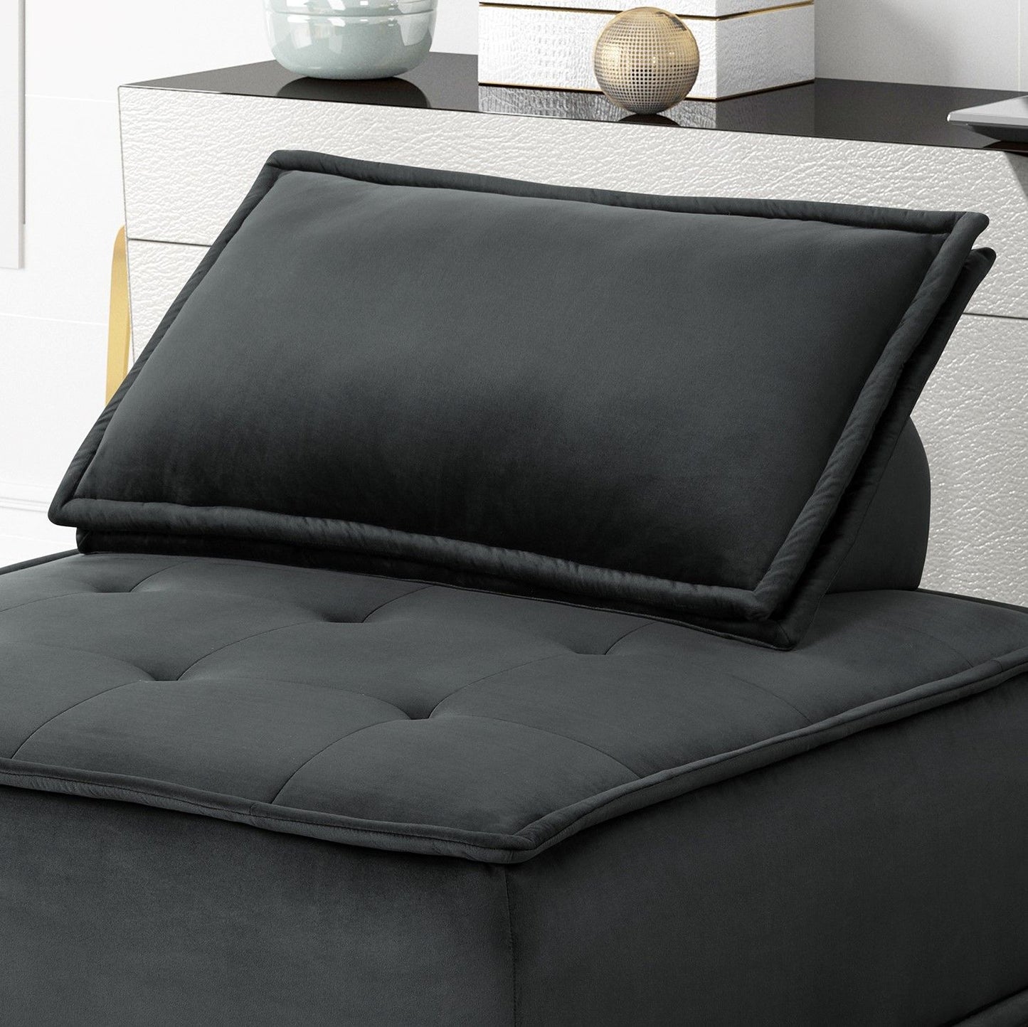 Anna - Velvet Armless Lounge Chair (Set of 2) - Black