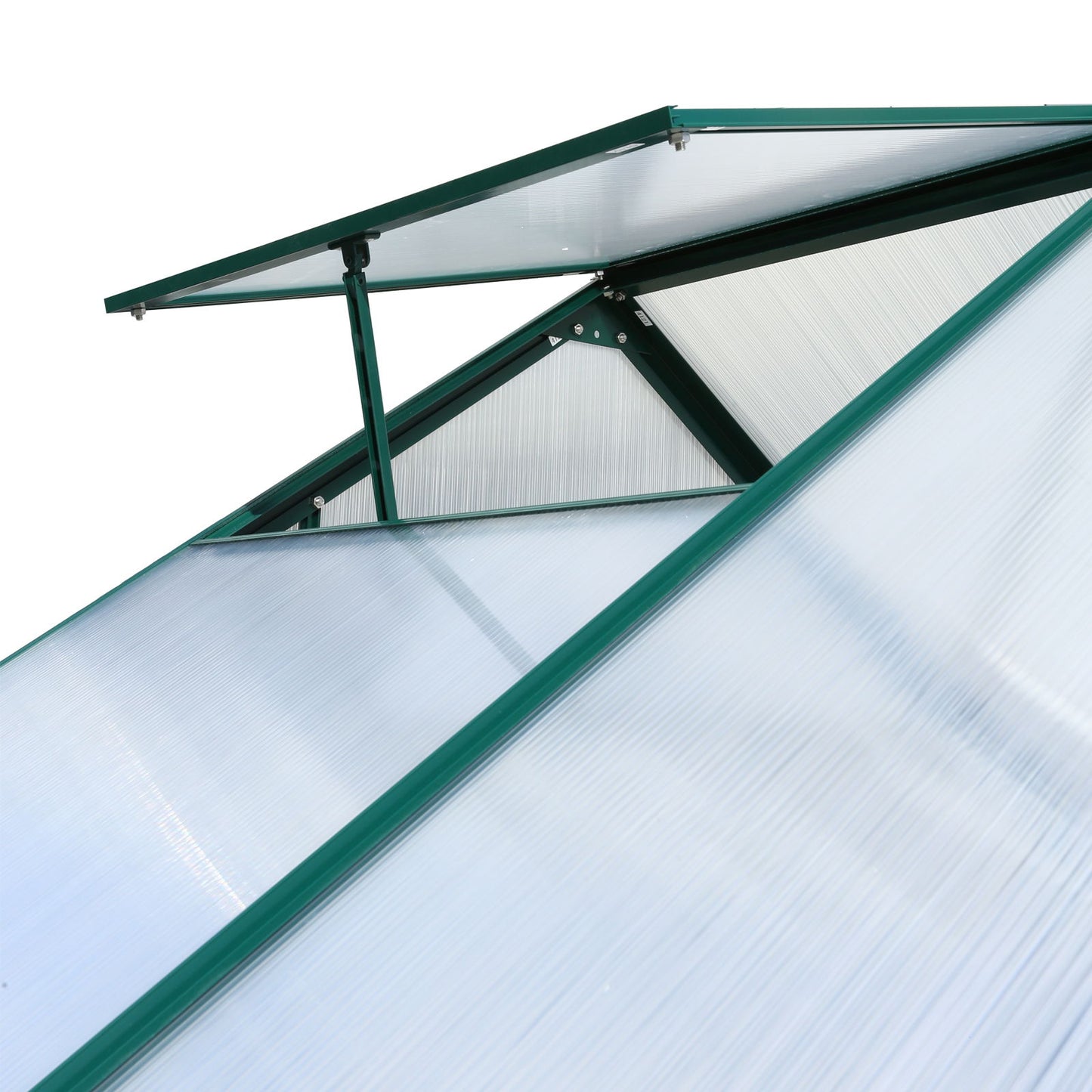 6.3'*10.2'*7' Polycarbonate Greenhouse, Heavy Duty Outdoor Aluminum Walk-In Green House Kit With Rain Gutter, Vent And Door For Backyard Garden - Green