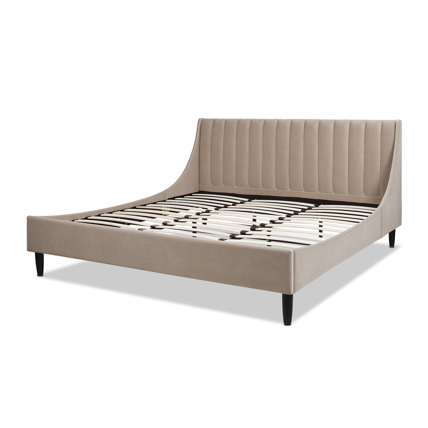 Aspen - King Vertical Tufted Headboard Platform Bed Set - Mink Beige