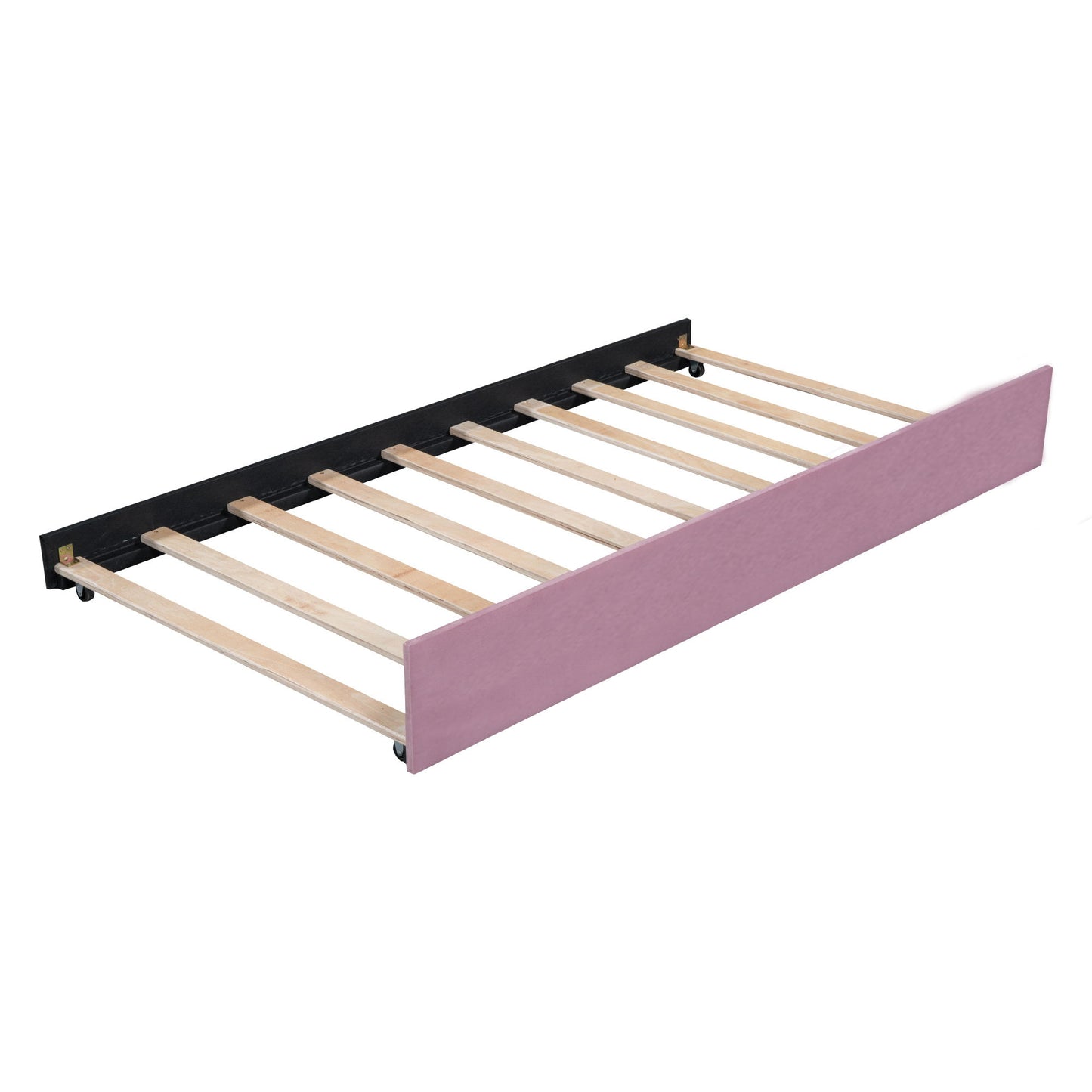 Twin Size Upholstered Daybed With Ergonomic Design Backrest And Trundle - Pink