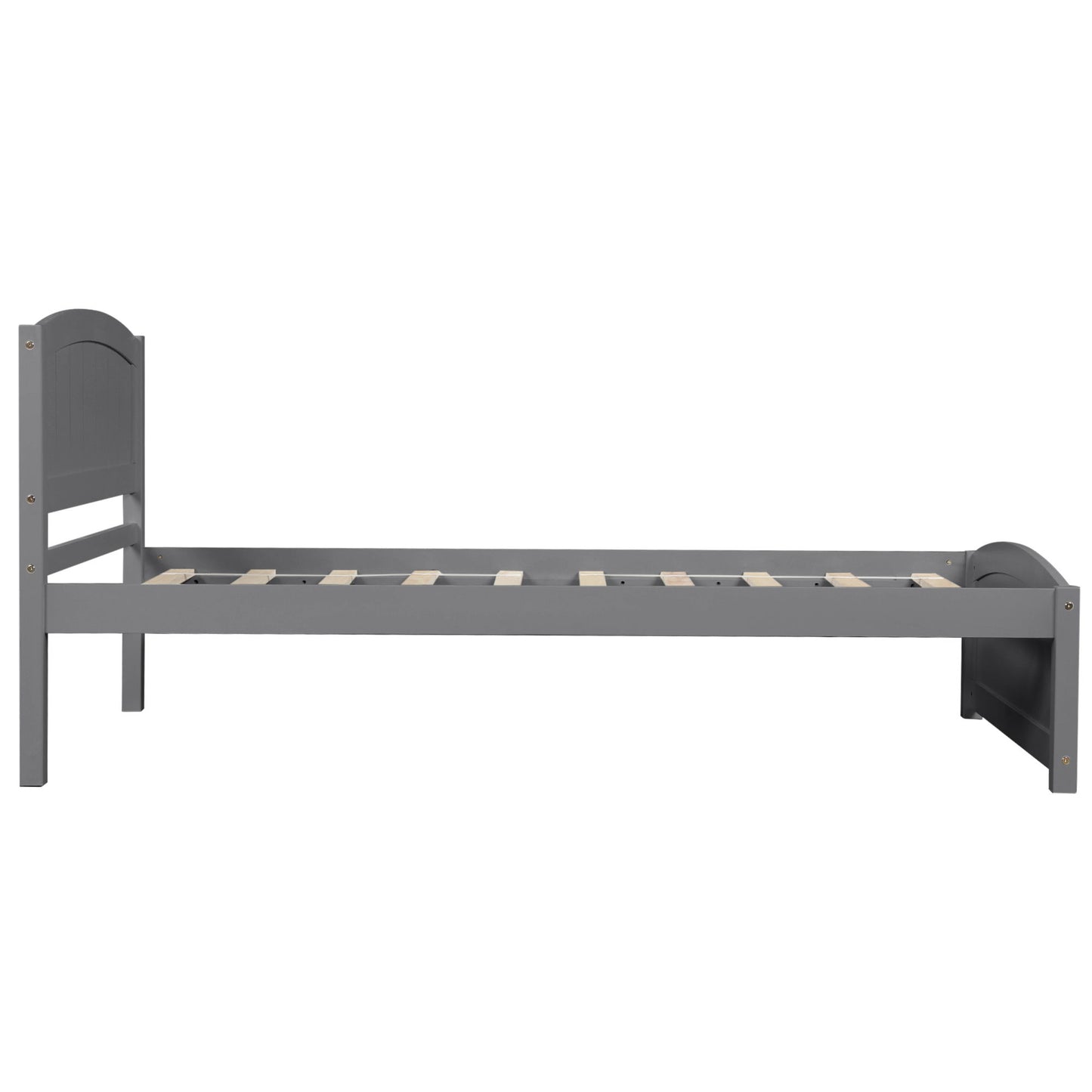 Twin Platform Bed With Headboard, Footboard And Slat Support - Gray