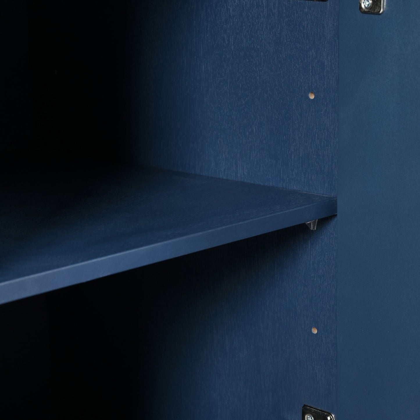 Modern 4 Door Sideboard With Creative Carved Surface And Adjustable Shelves - Light Blue