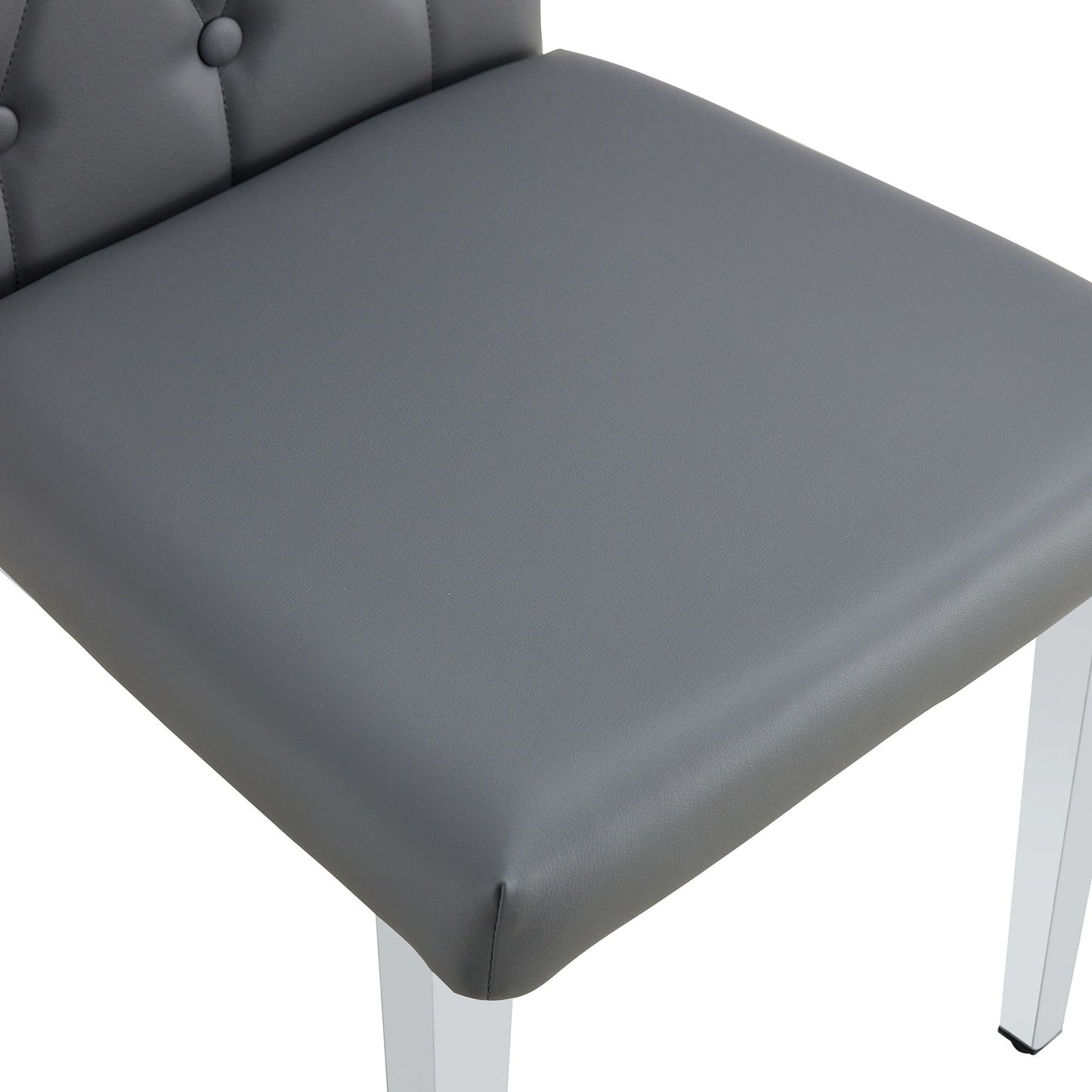 Armless Dining Chairs, Grid And Buckle Design Of The Back (Set of 4) - Gray