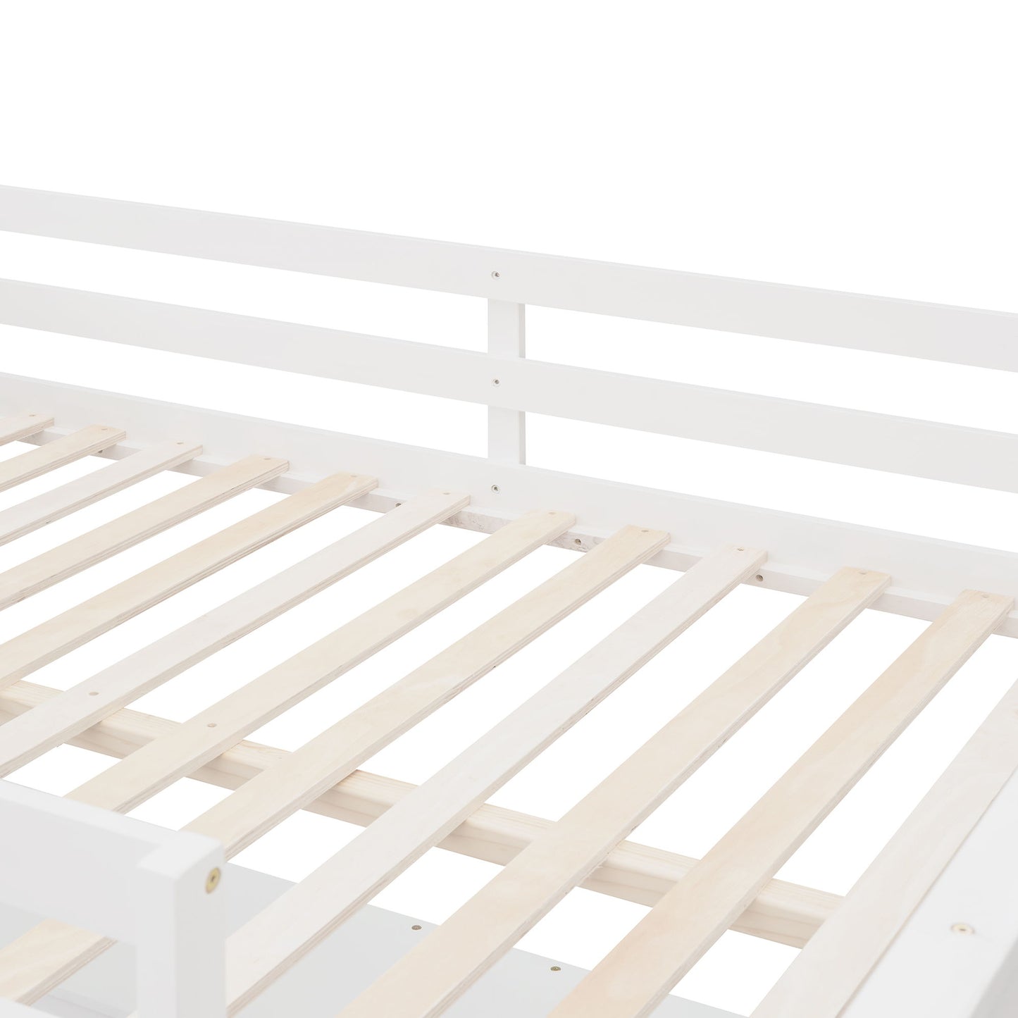 Full Size Loft Bed With Shelves With Desk - White