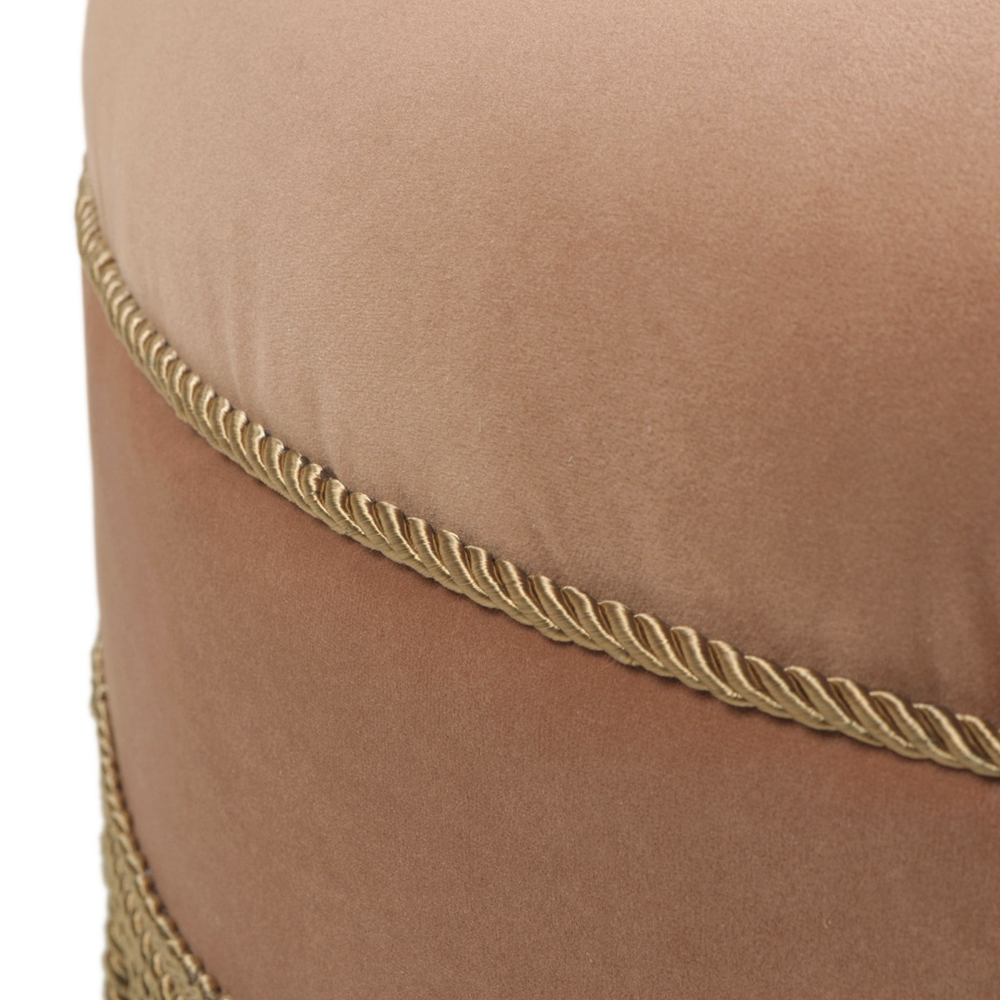 Yolanda - Round Upholstered Accent Ottoman - Peach Orange / Gold