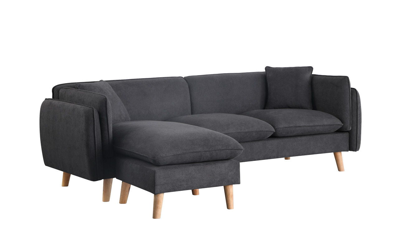 Brayden - Fabric Sectional Sofa Chaise - Dark Gray