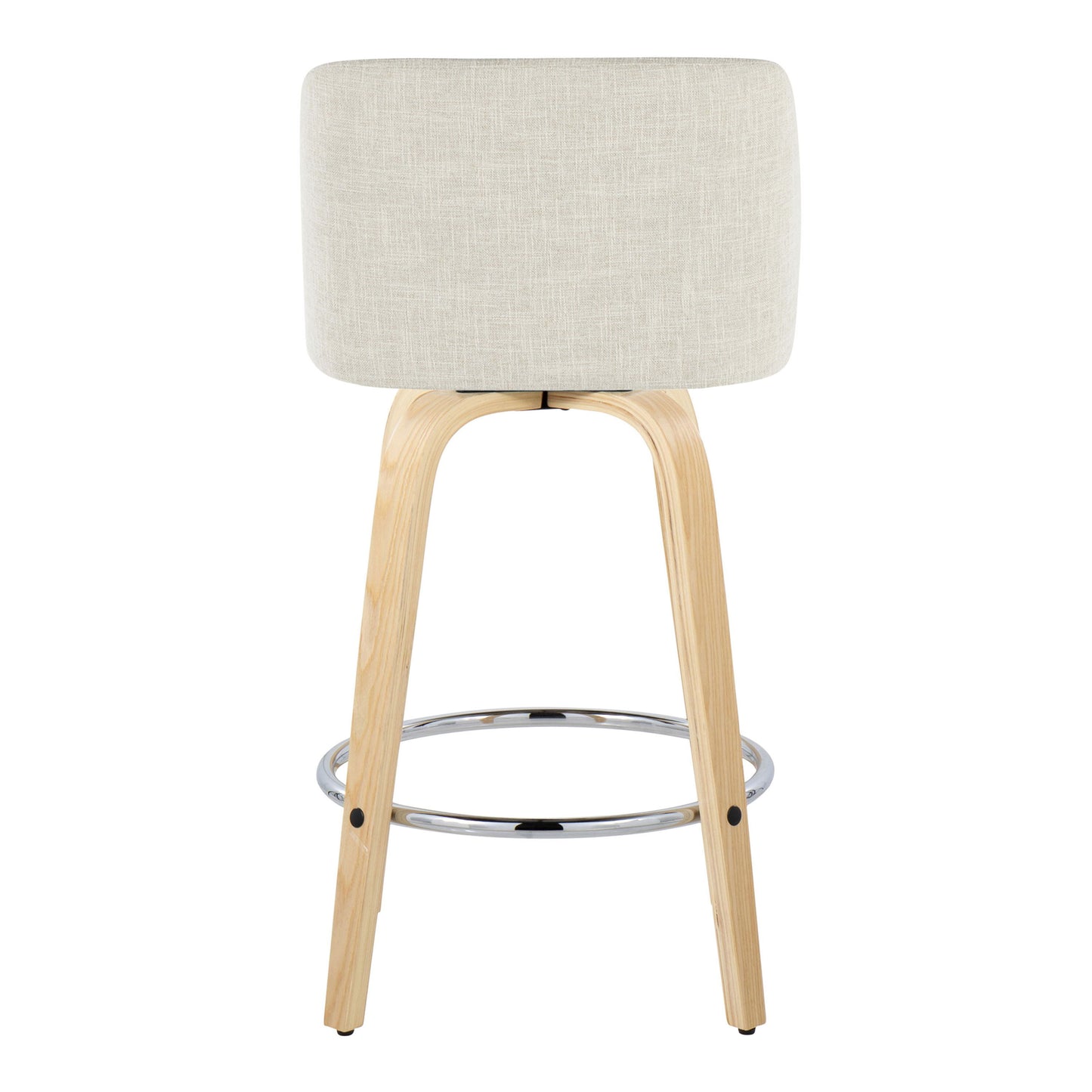 Toriano - Contemporary Fixed Height Counter Stool Swivel With Round Footrest (Set of 2) - Cream / Natural
